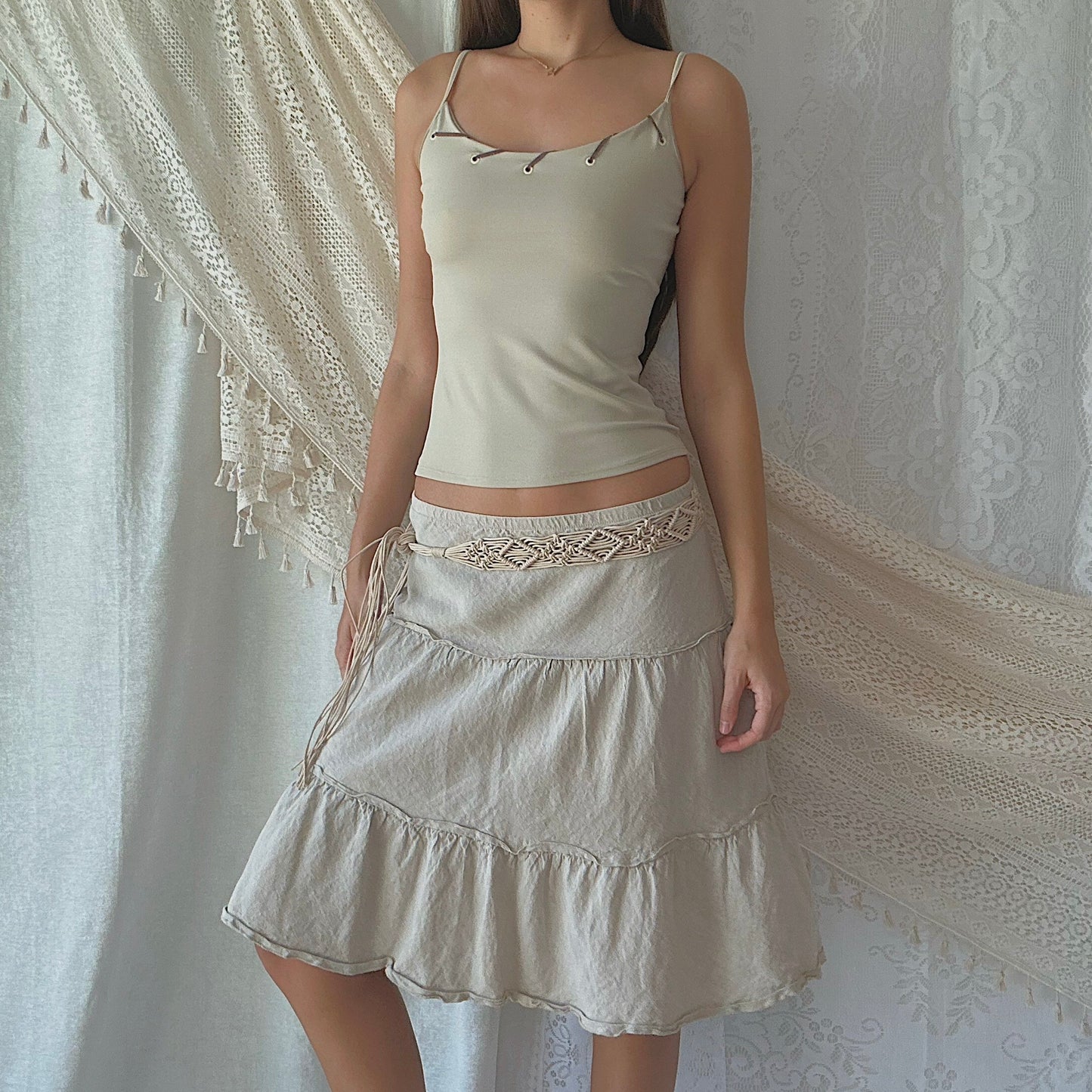 Y2K Braided Cord Fringe Belt / One Size