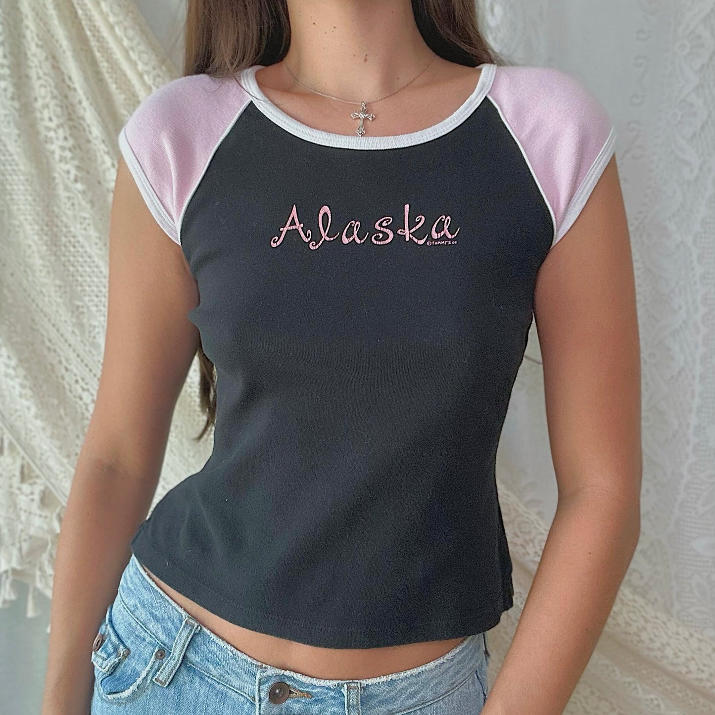 Y2K Black & Pink Alaska Tee / SZ M