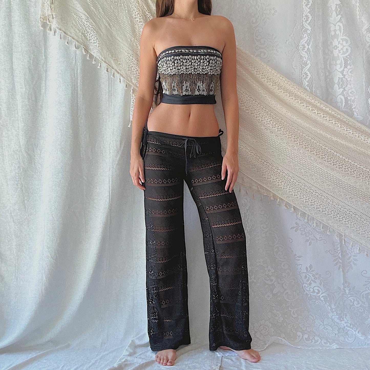 Y2K Black Lace Beach Pants / SZ M-L