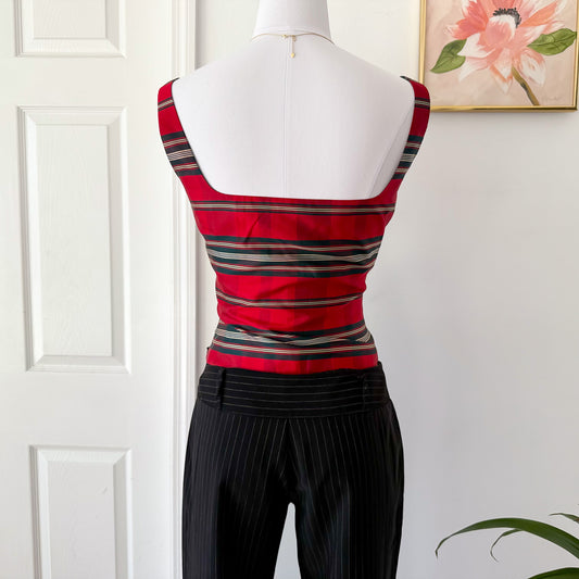 90's Ann Taylor Red Striped Silk Top / SZ 8