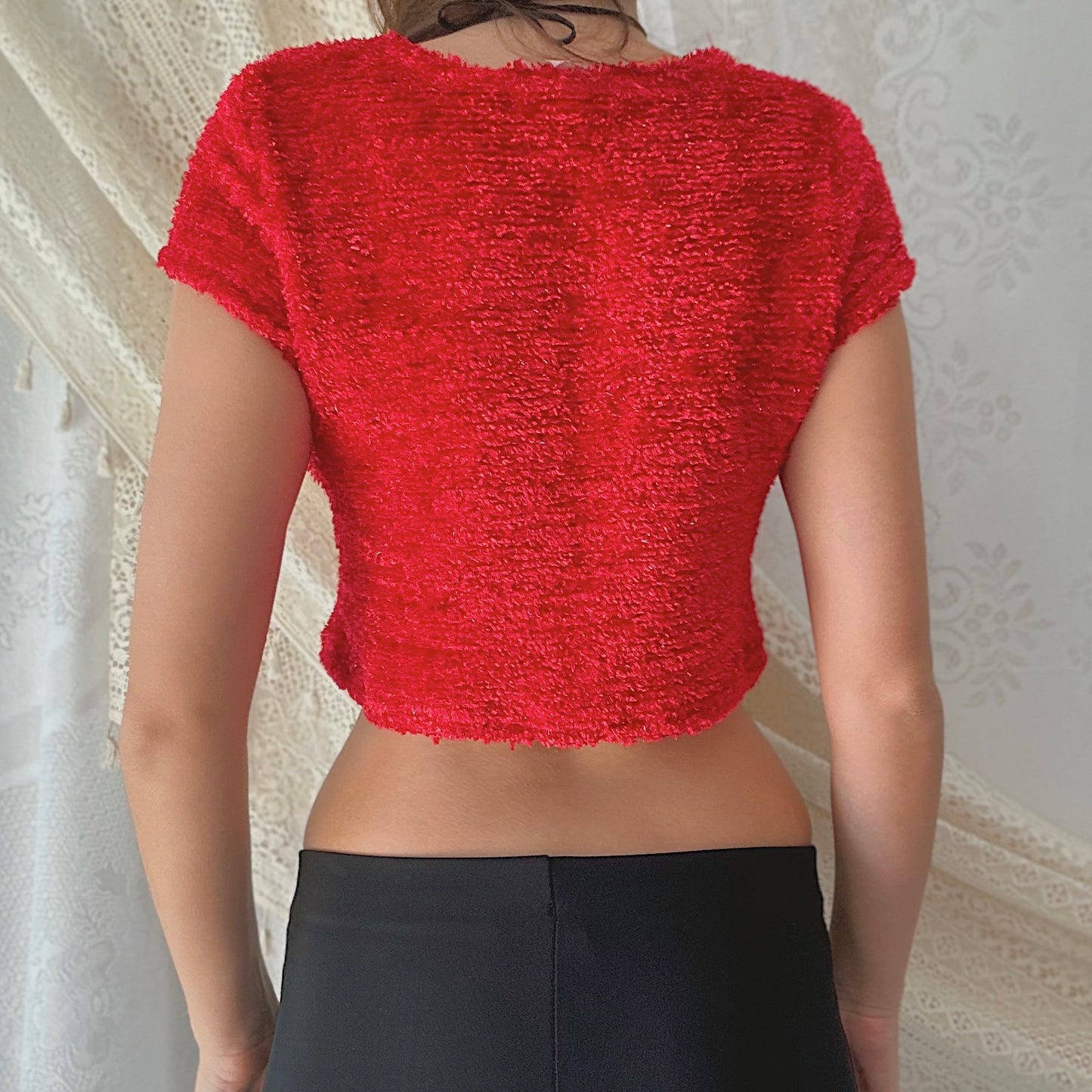 Y2K Joe Boxer Red Fuzzy Crop Top / SZ S/M