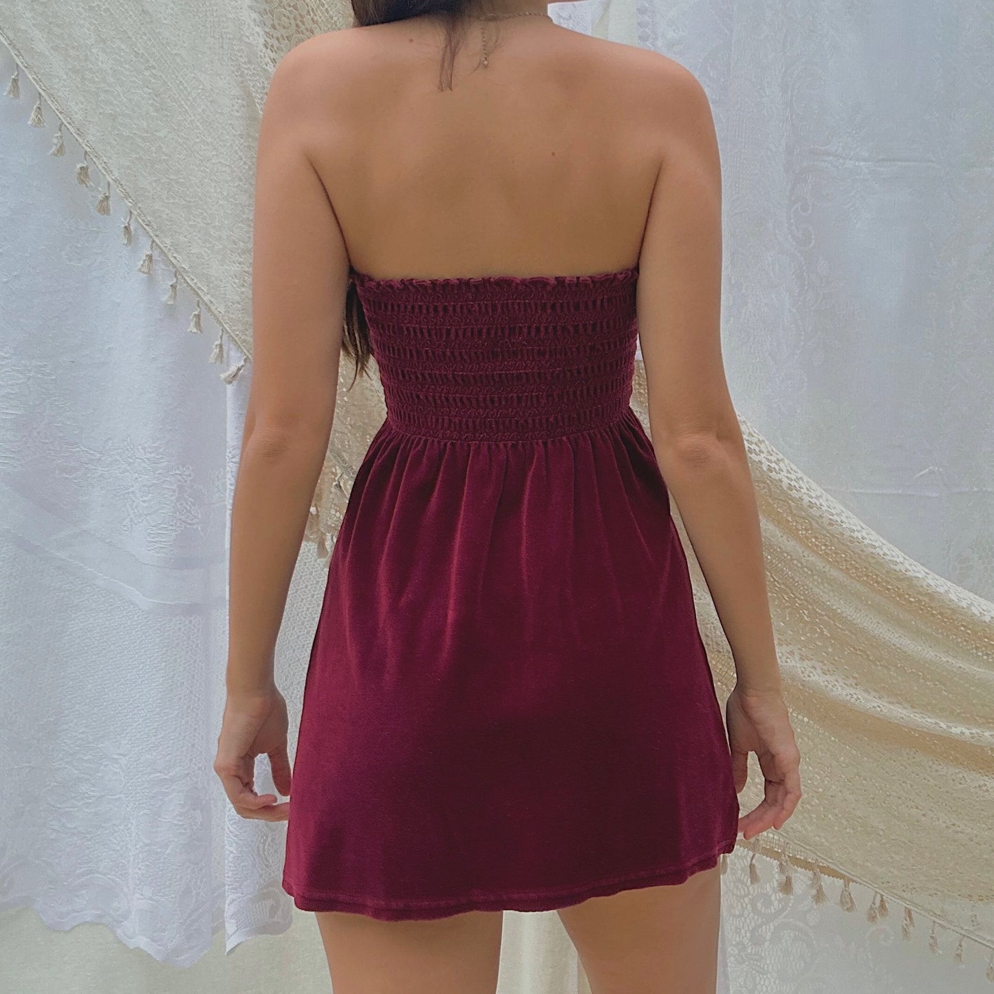 Y2K Juicy Couture Maroon Tube Dress / SZ S
