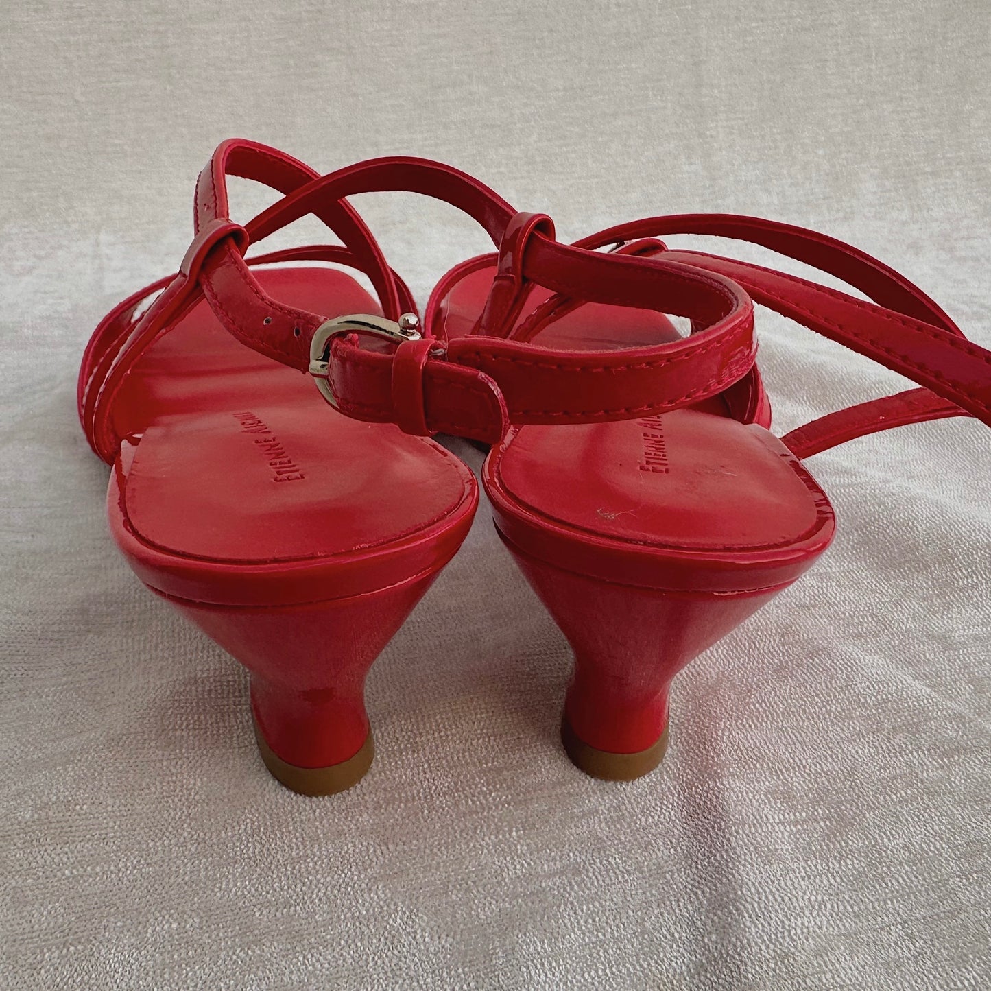 Y2K Red Patent Leather Wedge Sandals / SZ 7.5