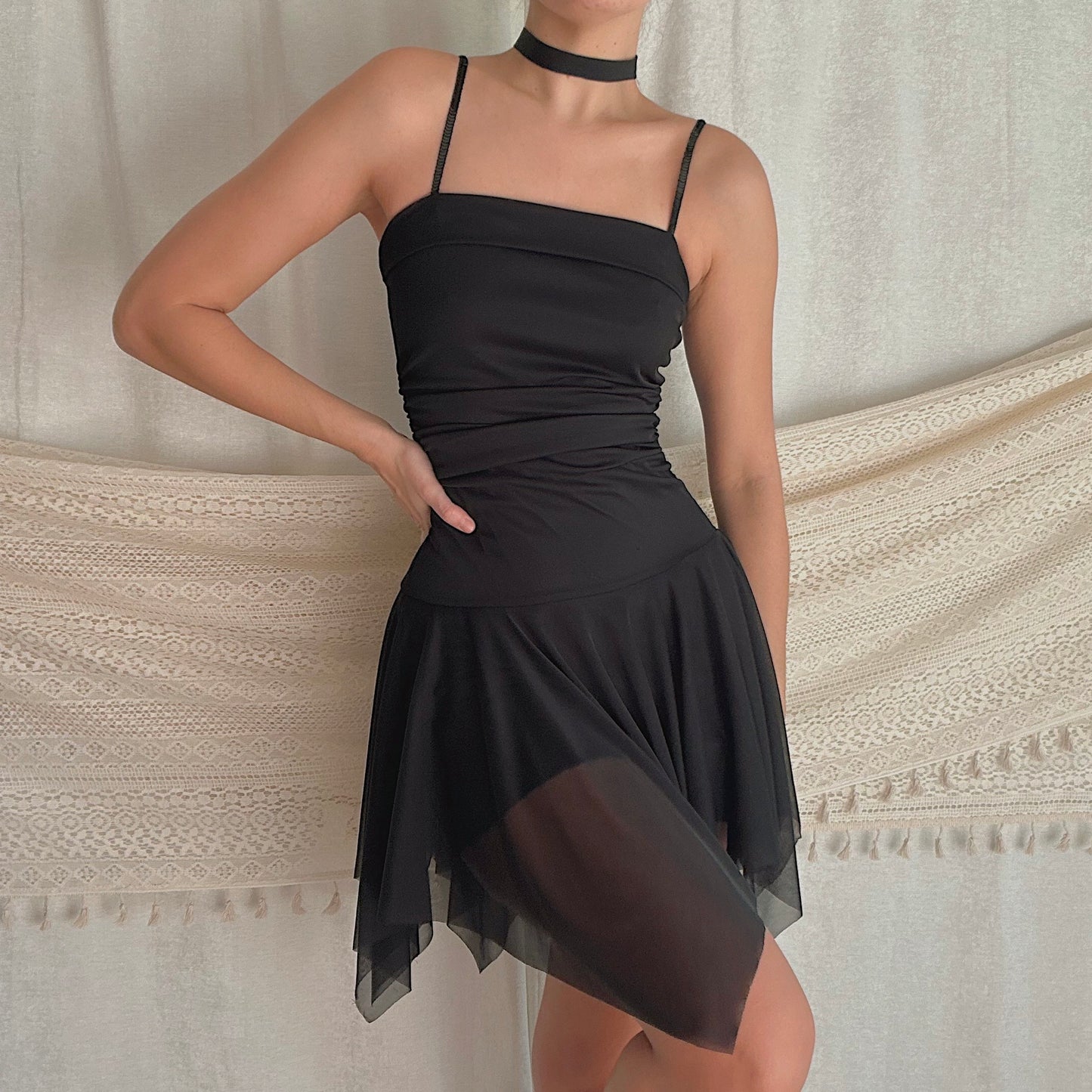 Y2K Black Mesh Fairy Dress / SZ M