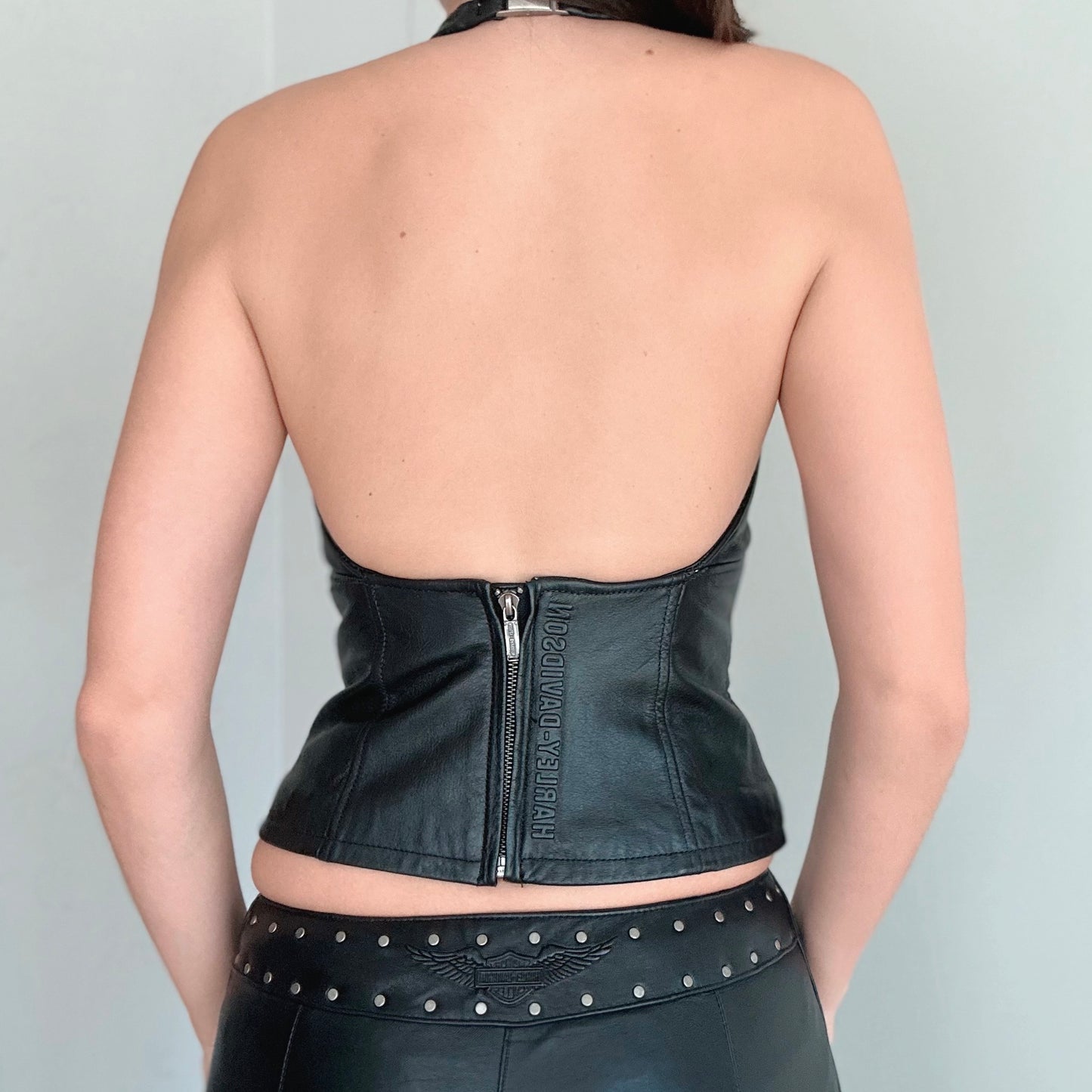 Y2K Harley Davidson Leather Studded Pant Set / SZ M