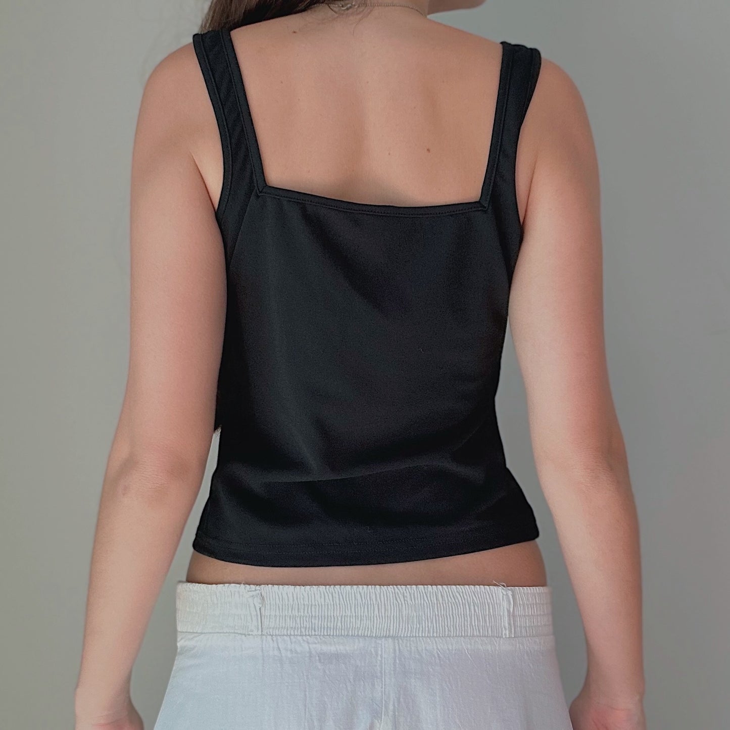 Y2K Black Square Neck Tank / SZ M