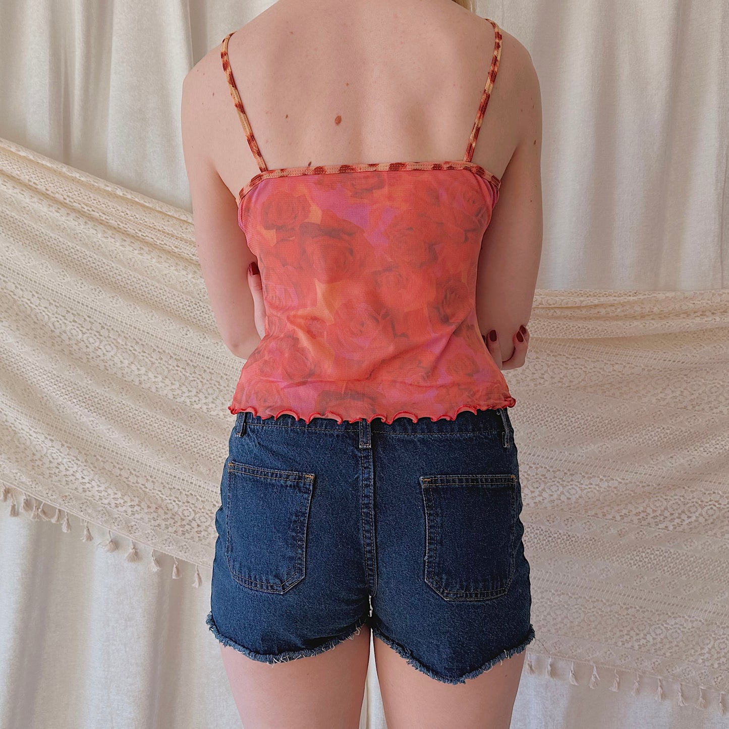 Y2K Dark Denim Frayed Shorts / SZ 4