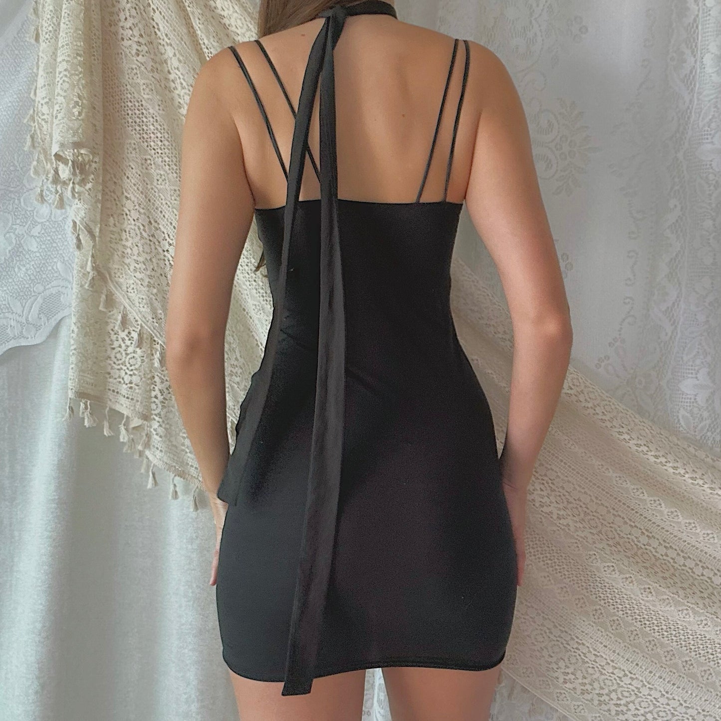 90's Emanuel Ungaro Black Sequin Mini Dress / SZ S