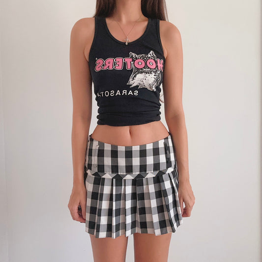 Y2K B&W Plaid Pleated Mini Skirt / SZ M