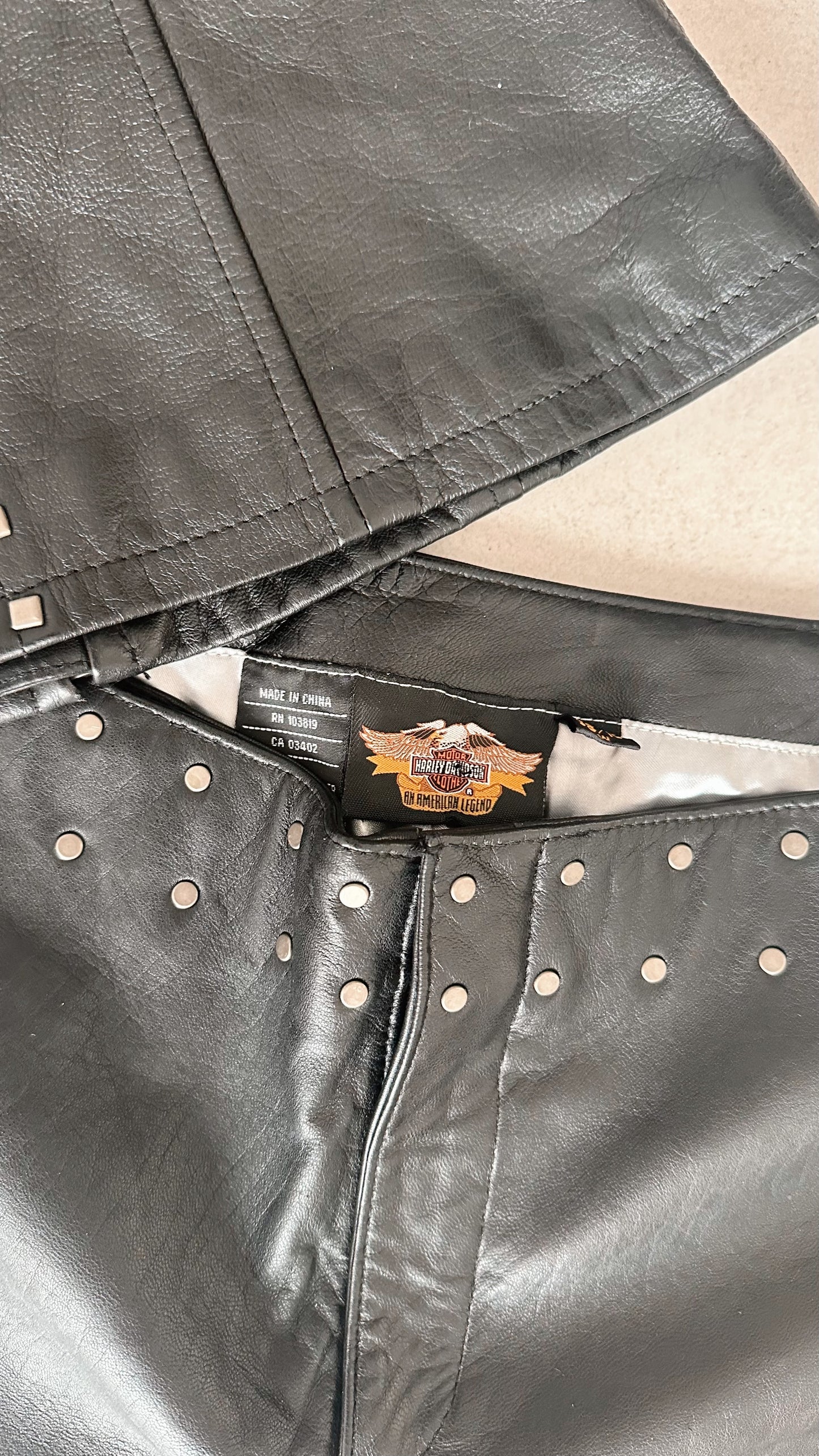 Y2K Harley Davidson Leather Studded Pant Set / SZ M