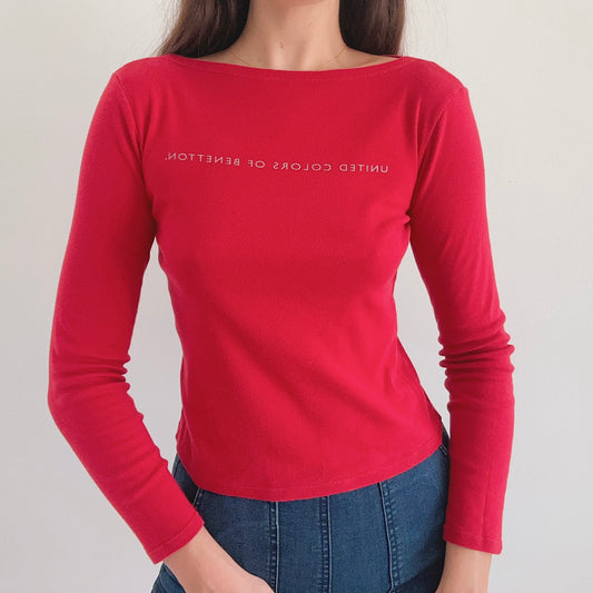Y2K United Colors of Benetton Red Top / SZ S/M