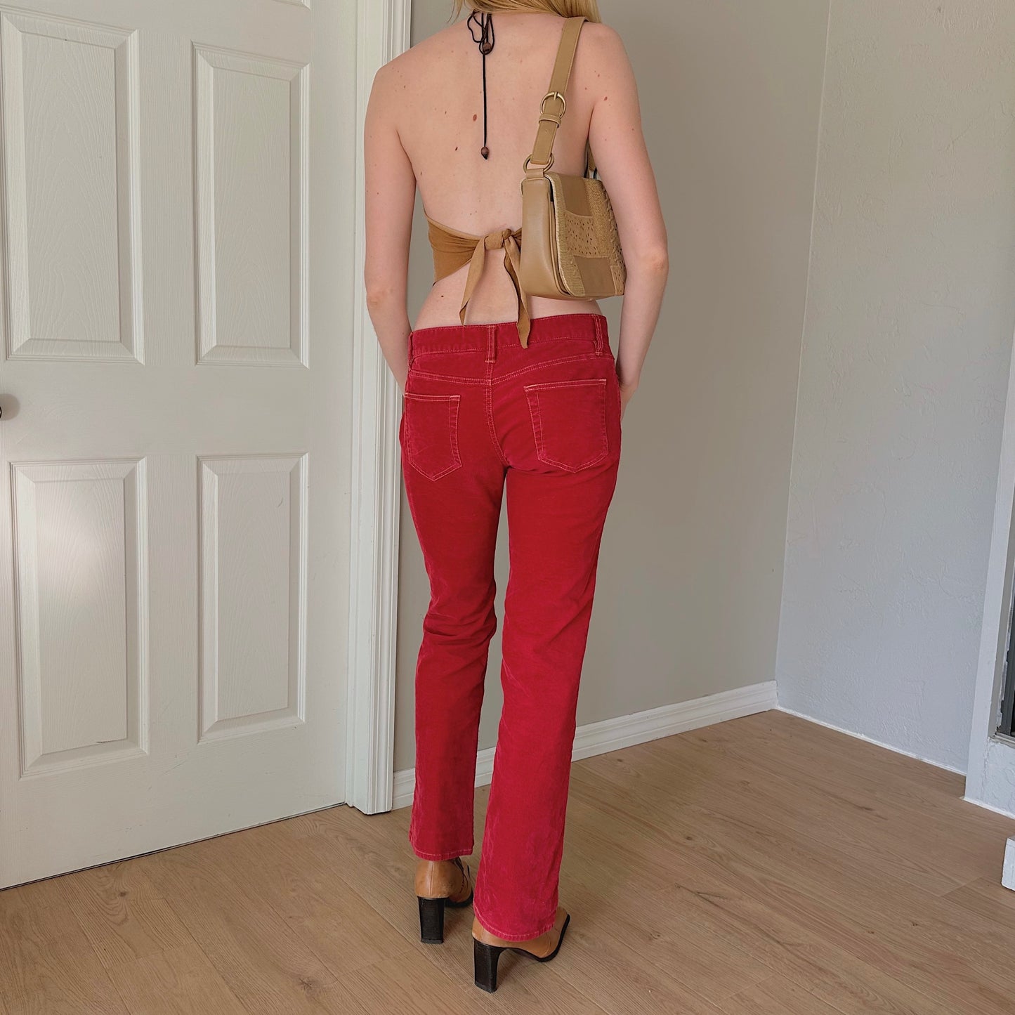 Y2K Red Corduroy Low Rise Pants / SZ 6