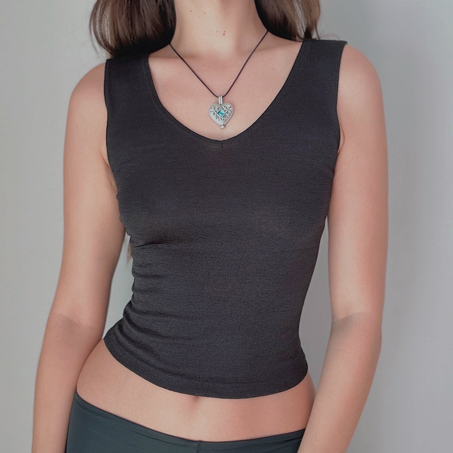 Y2K Black Stretch Knit Tank / SZ S