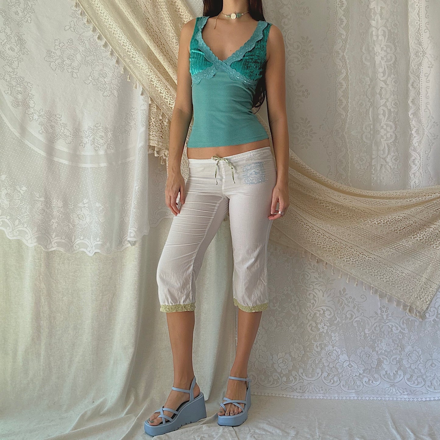 Y2K White Cotton Capri's / SZ XS/S