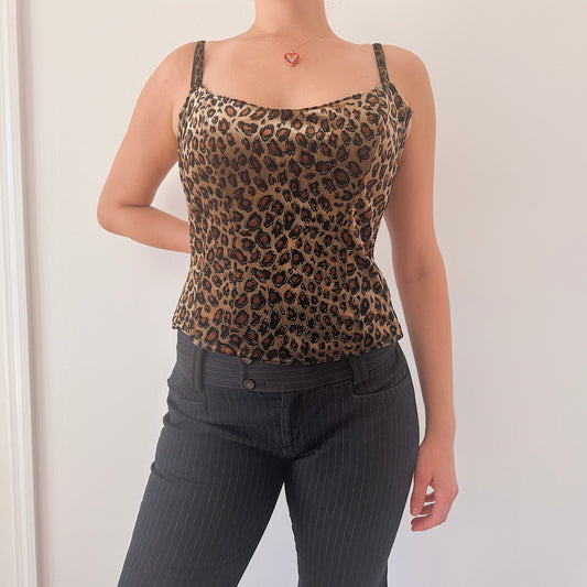 Y2K Leopard Velvet Bustier / SZ L
