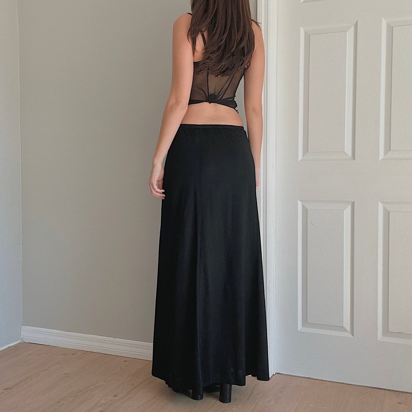 70's Black Maxi Skirt / SZ S