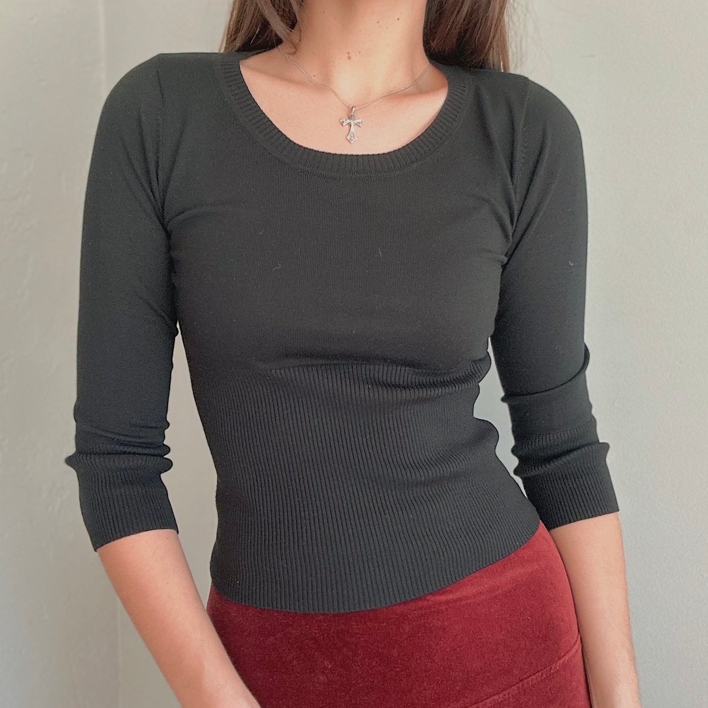 Y2K Black Silk Knit Blend Top / SZ XS/S