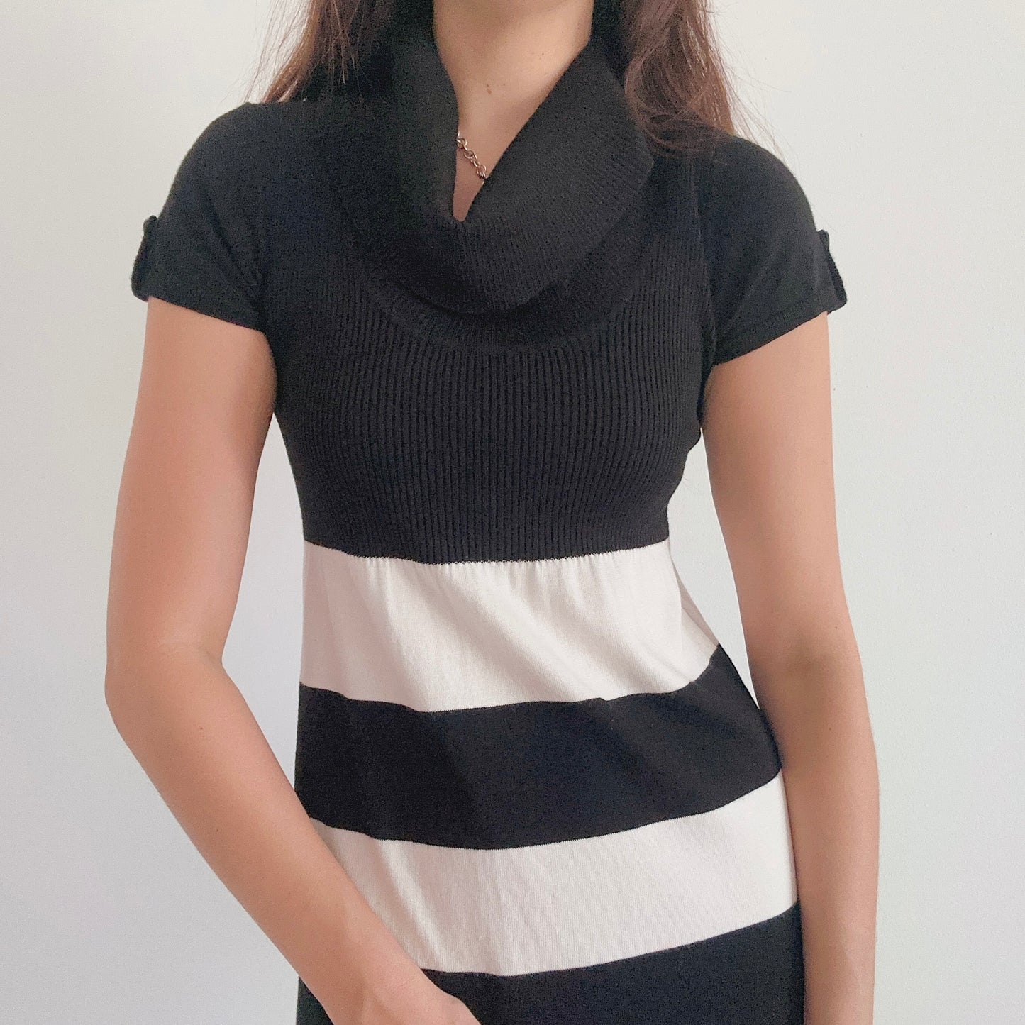 Y2K B&W Striped Knit Sweater Dress / SZ M