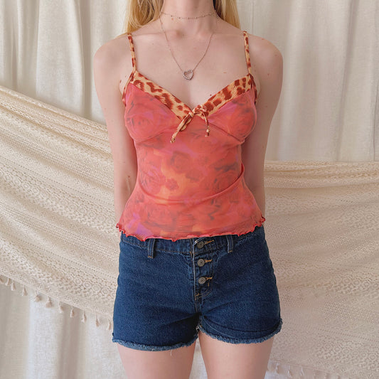 Y2K Dark Denim Frayed Shorts / SZ 4