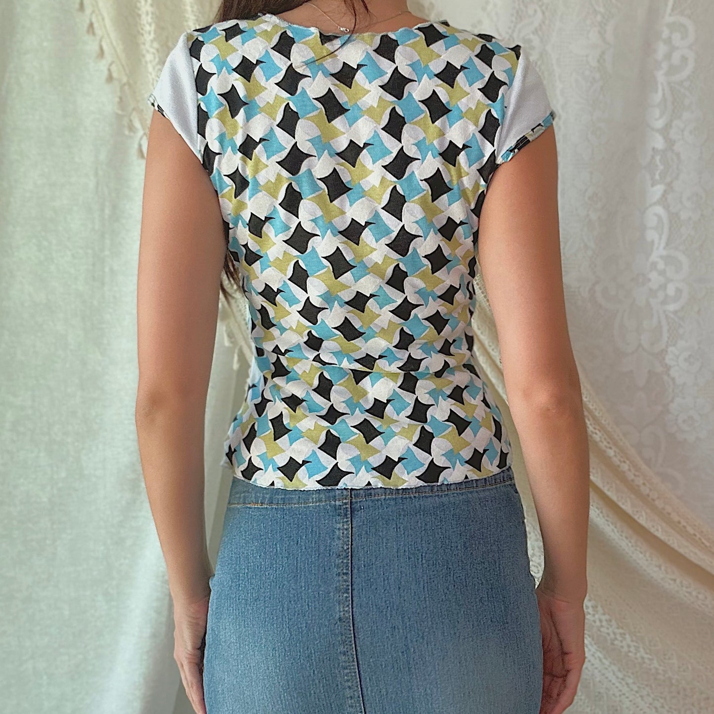 90's Pale Blue Printed Tee / SZ M