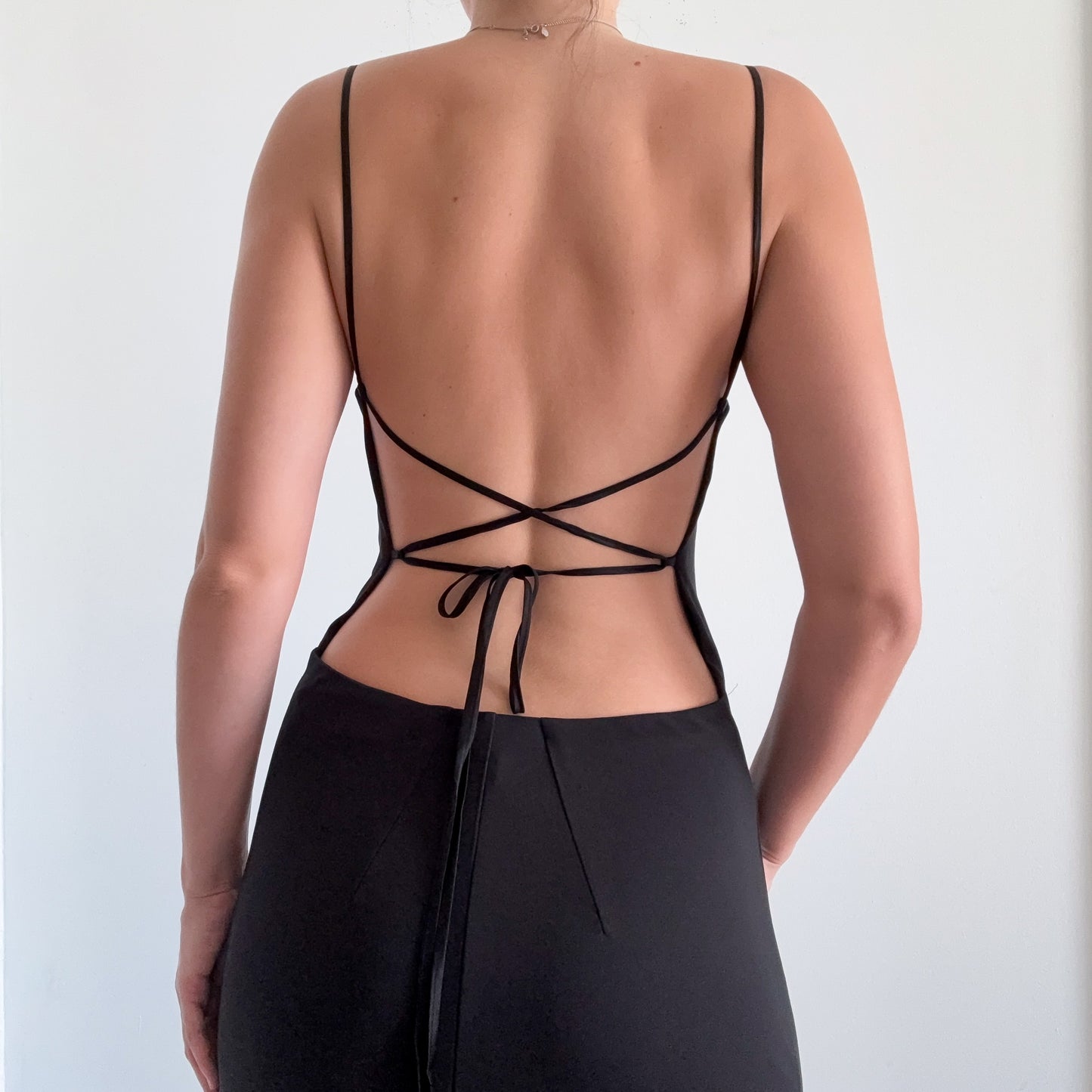 Y2K Black Crossback Midi Dress / SZ M