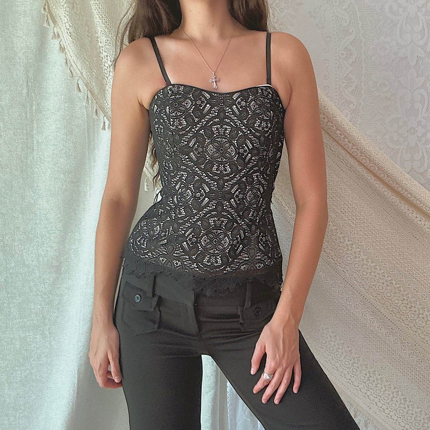 Y2K Black Lace Corset / SZ 00
