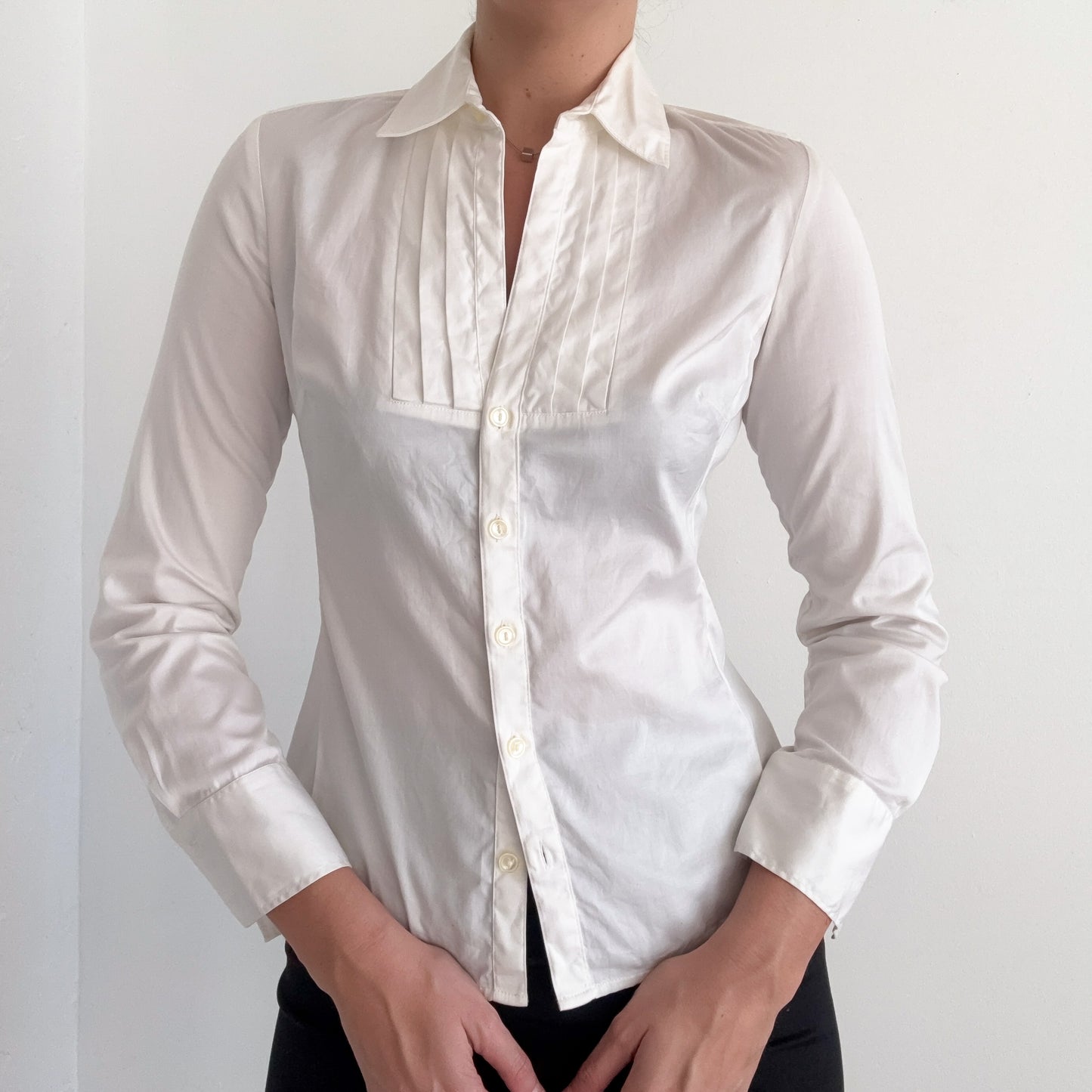 Y2K Banana Republic White Cotton Blouse / SZ S