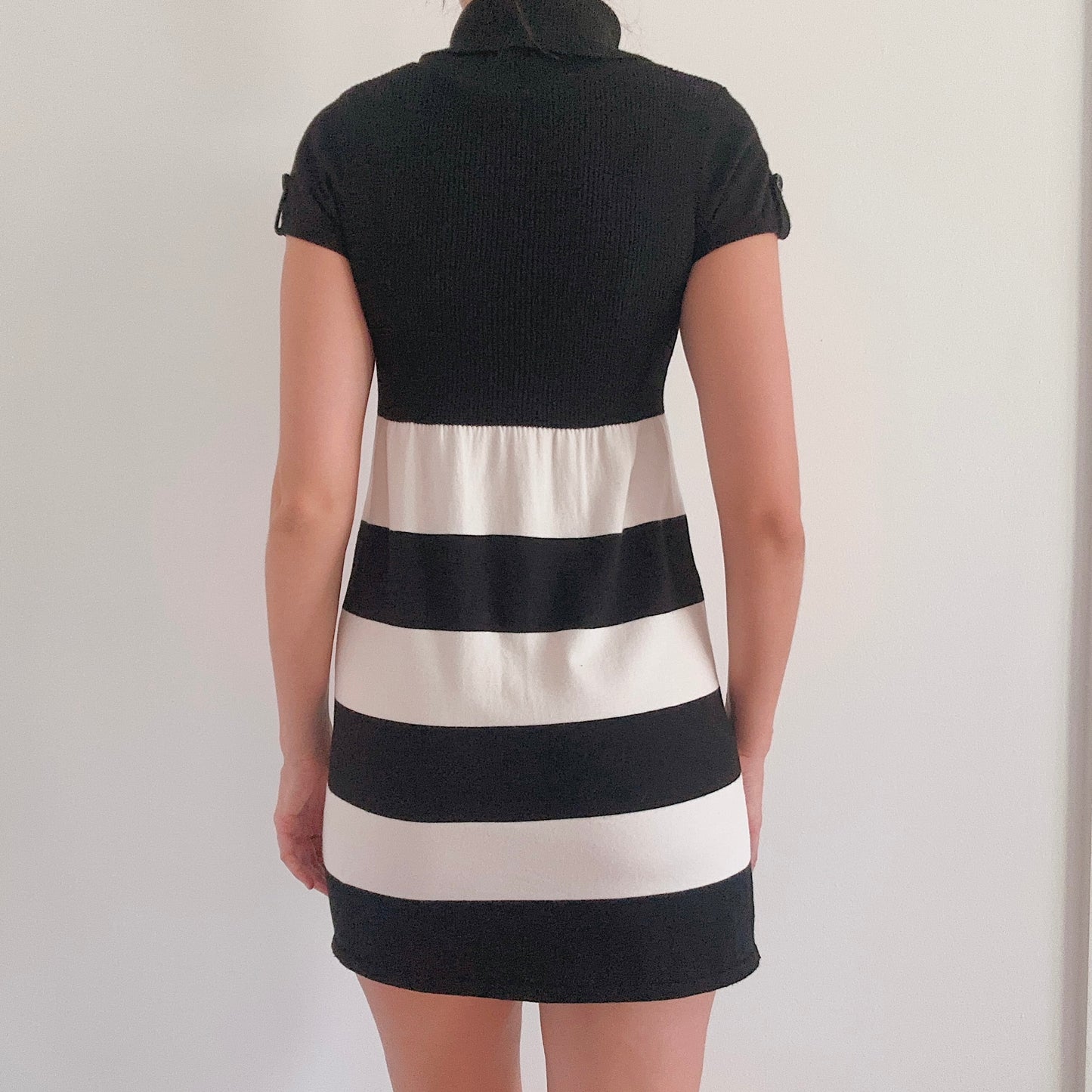 Y2K B&W Striped Knit Sweater Dress / SZ M
