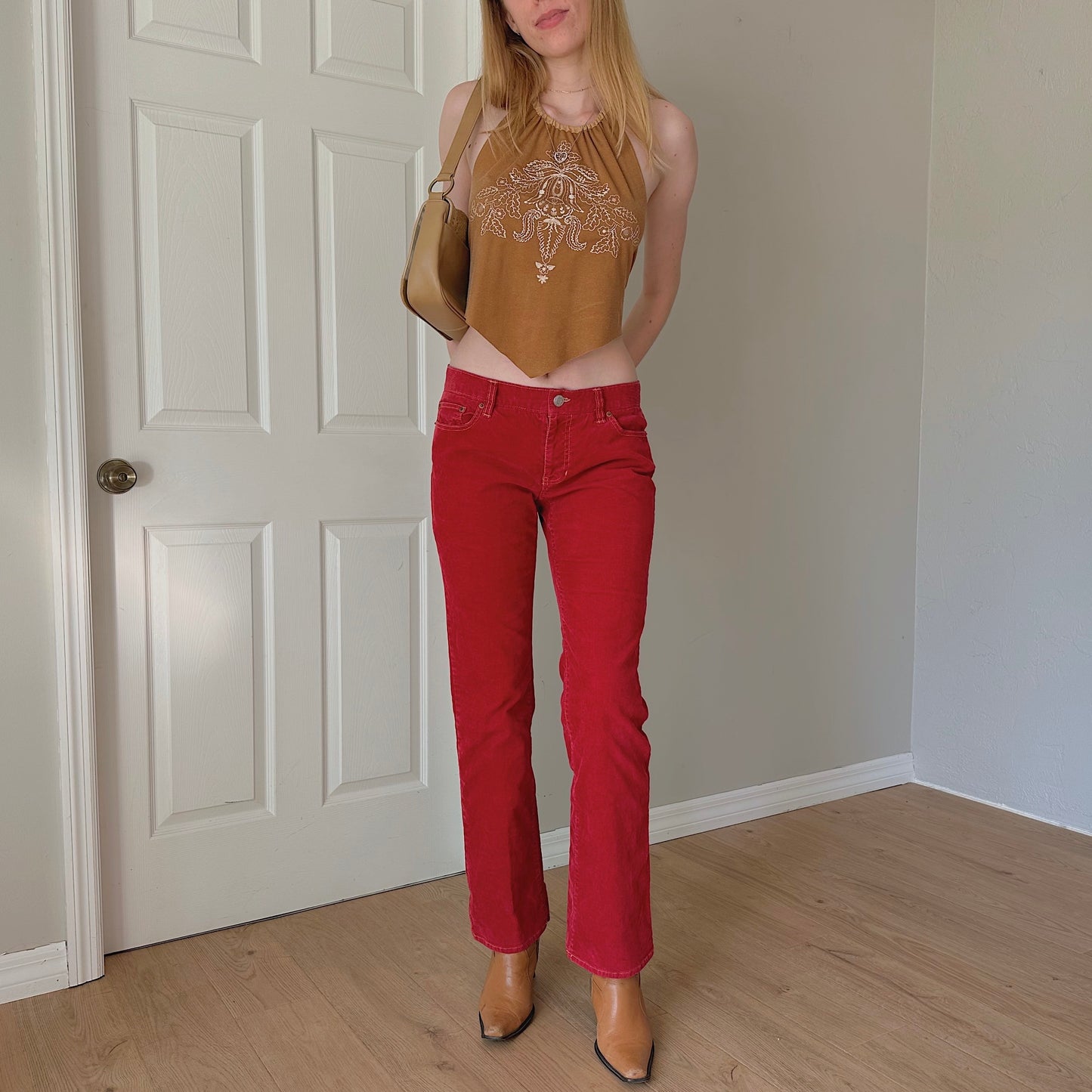 Y2K Red Corduroy Low Rise Pants / SZ 6