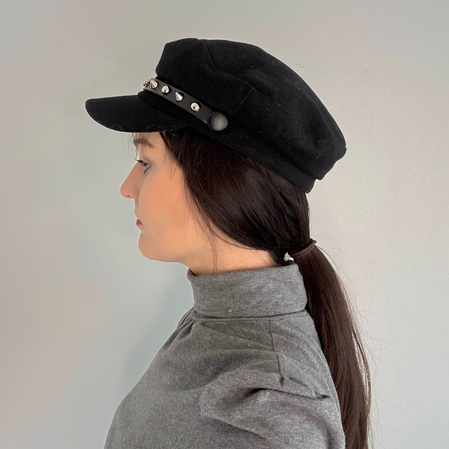 Y2K Black Studded Chain Cap