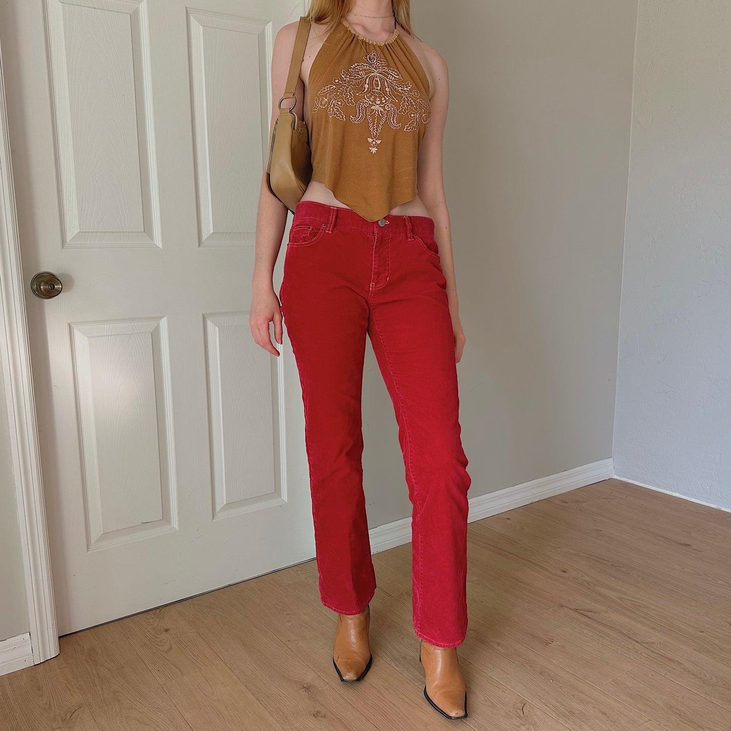 Y2K Red Corduroy Low Rise Pants / SZ 6