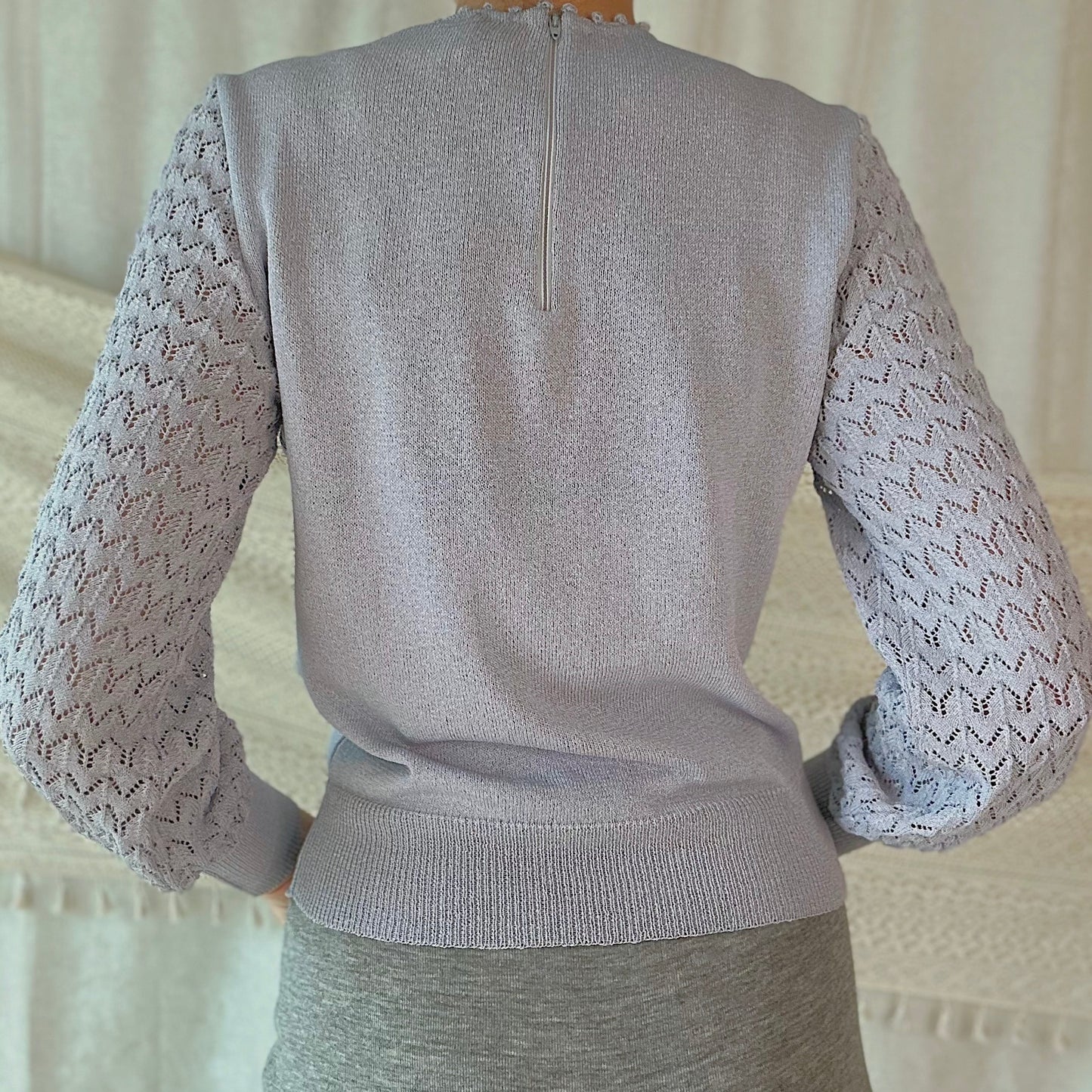 80's Stone Blue Knit Sweater / SZ S