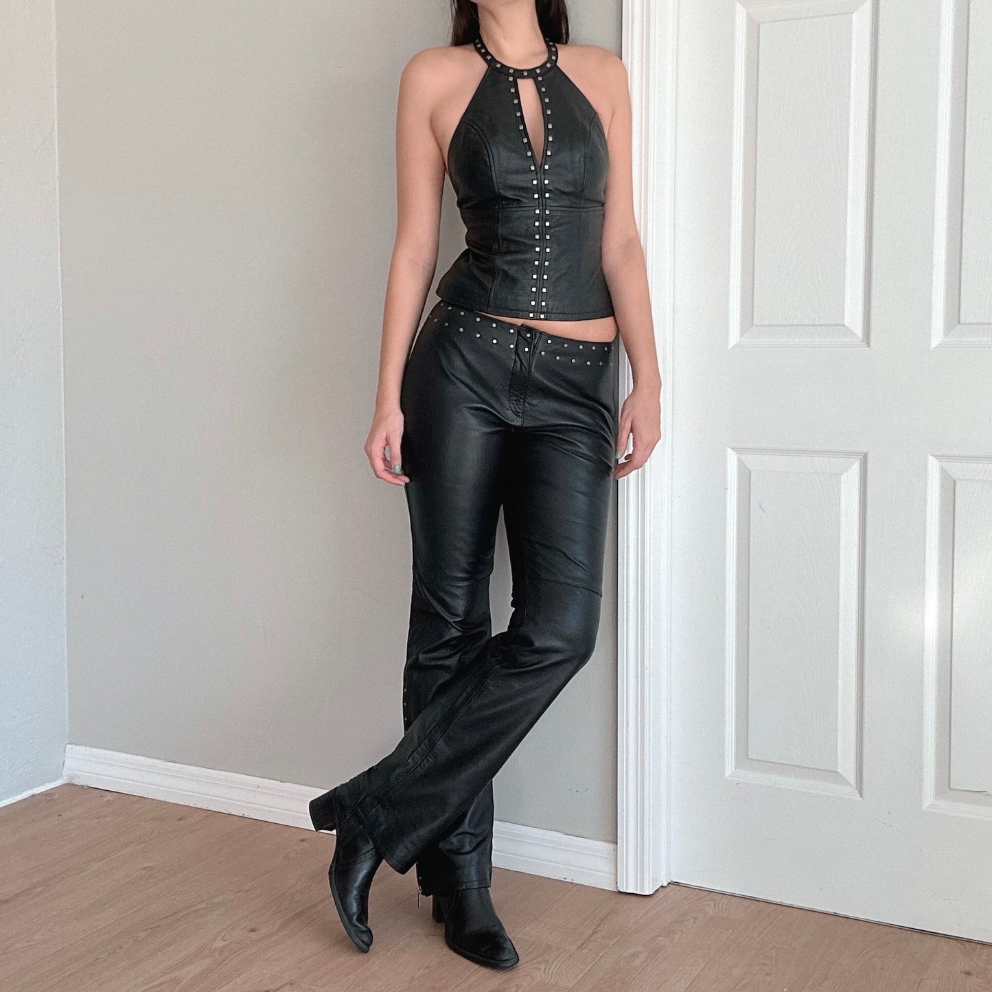 Y2K Harley Davidson Leather Studded Pant Set / SZ M