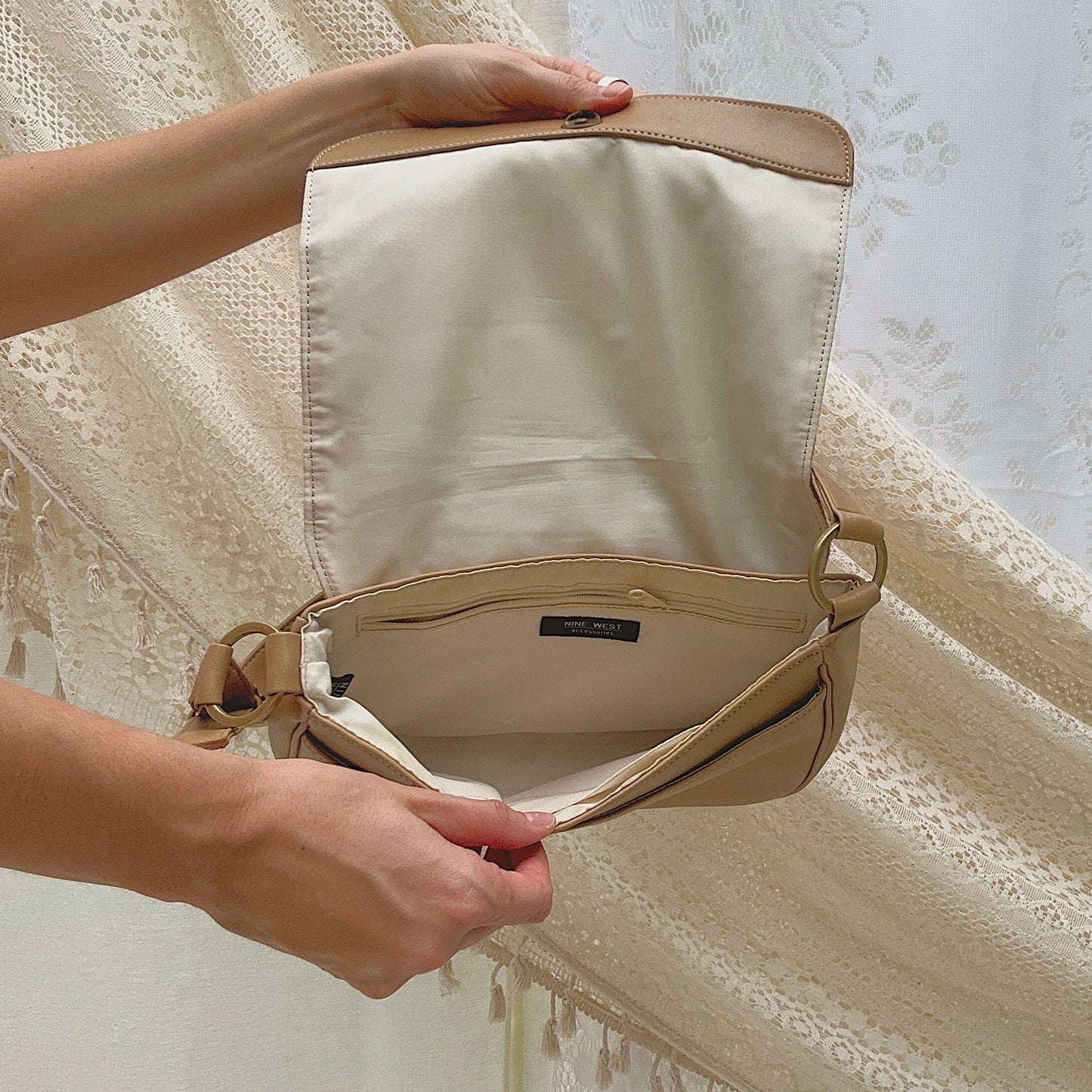 Y2K Tan Patch Handbag