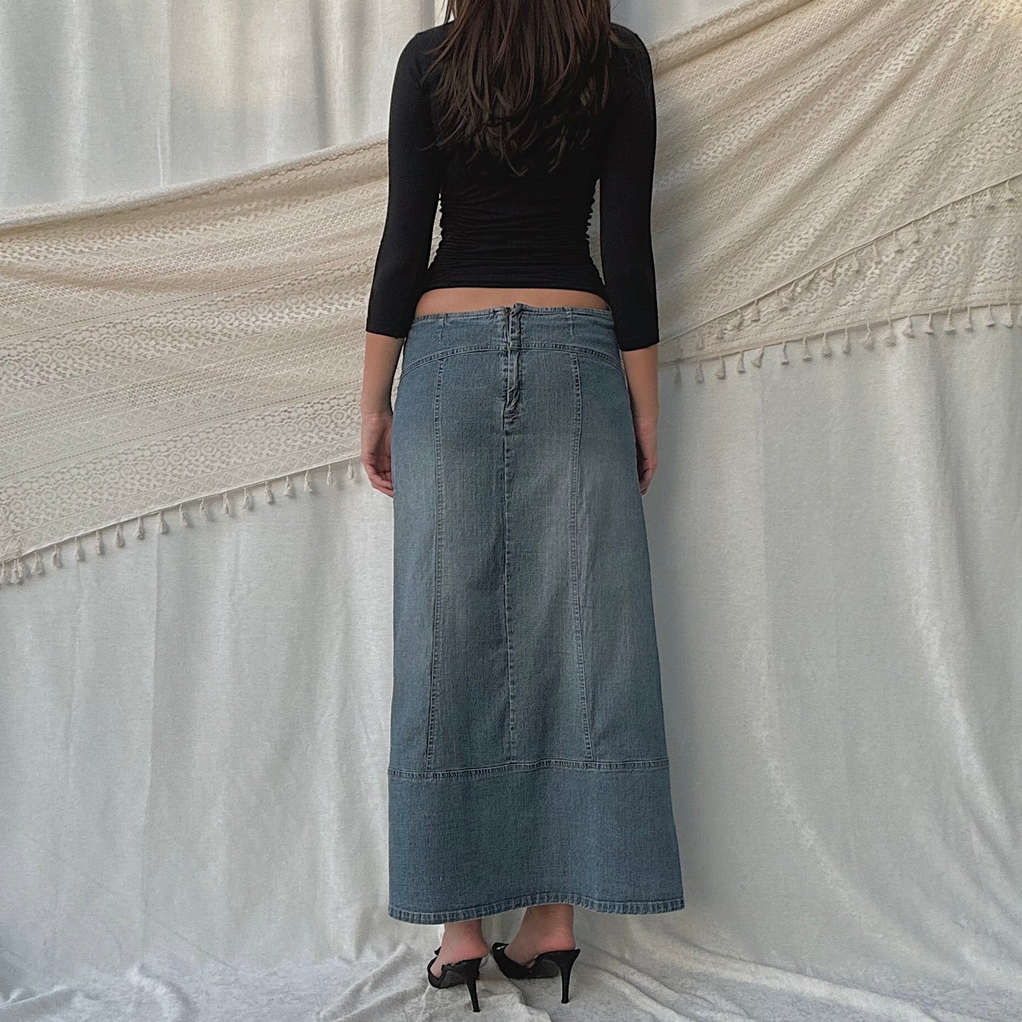 Y2K Denim Maxi Skirt / SZ 8