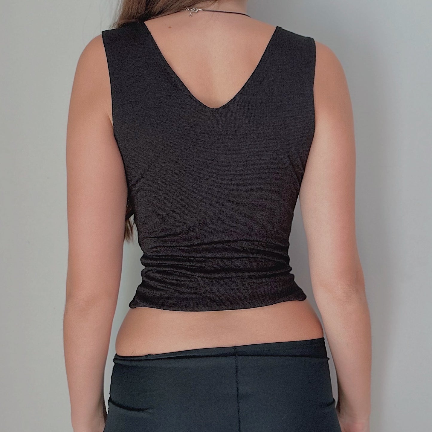 Y2K Black Stretch Knit Tank / SZ S