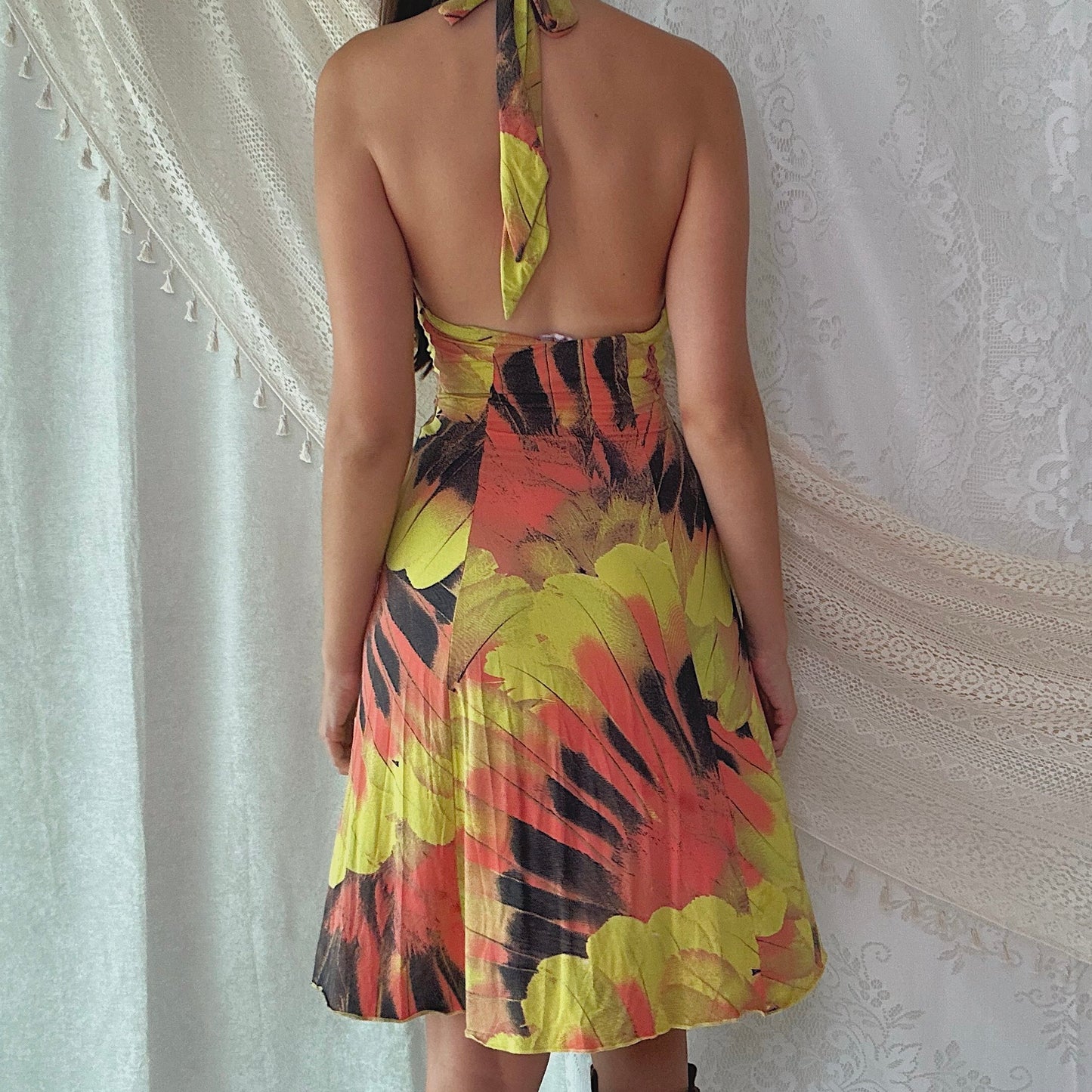 Y2K Brazilian Yellow & Orange Printed Dress / SZ XS/S