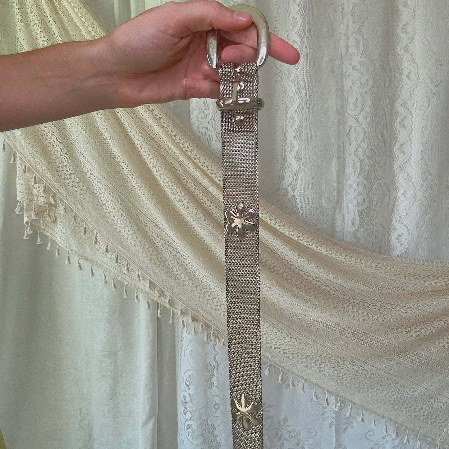 90's Chainmail Flower Belt / SZ S-M