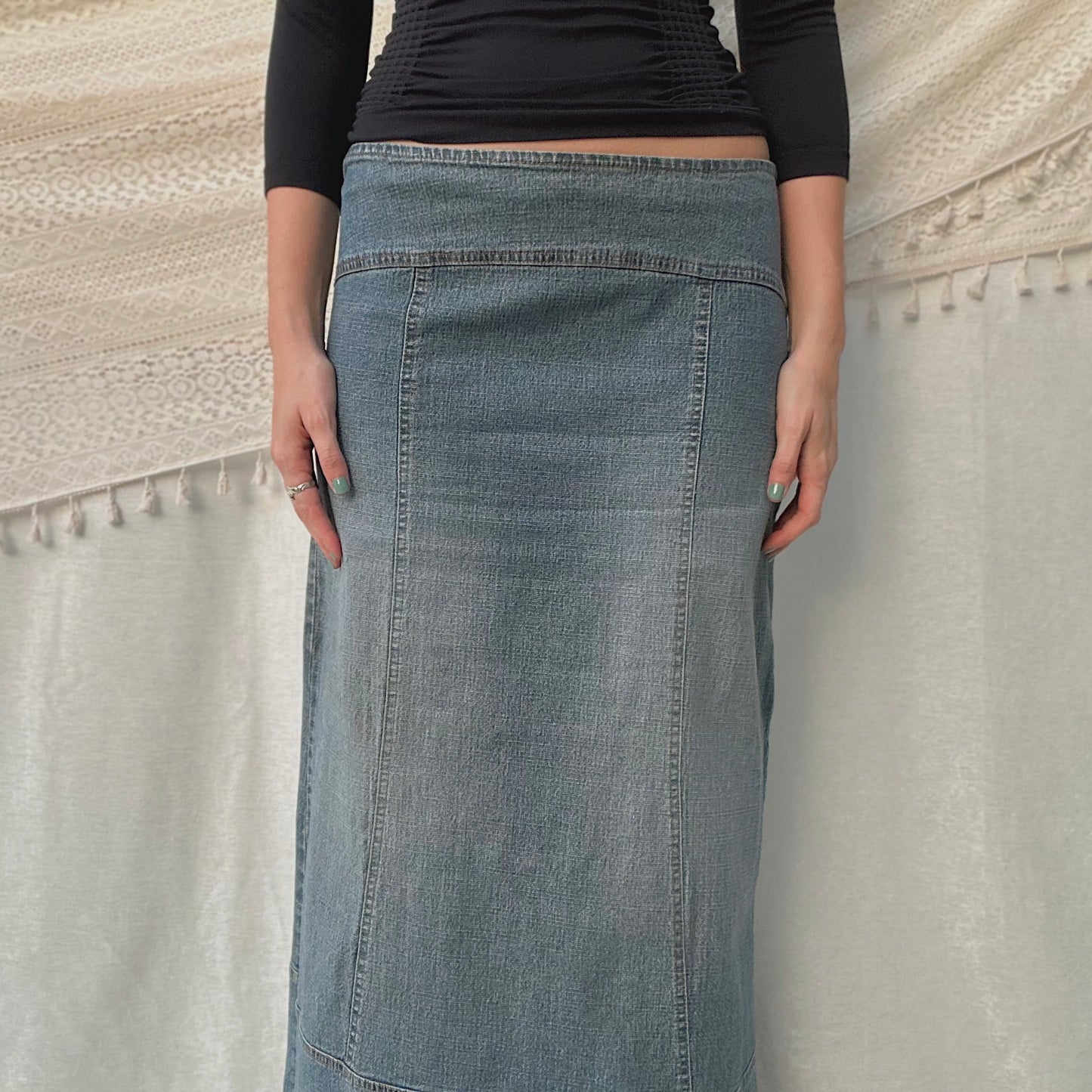 Y2K Denim Maxi Skirt / SZ 8