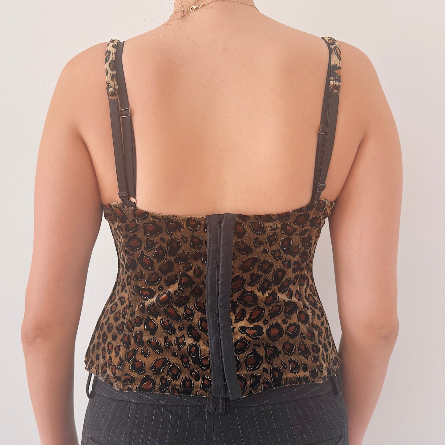 Y2K Leopard Velvet Bustier / SZ L
