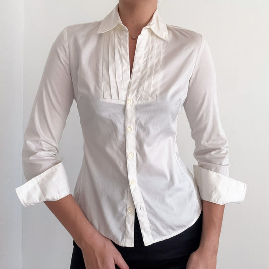 Y2K Banana Republic White Cotton Blouse / SZ S