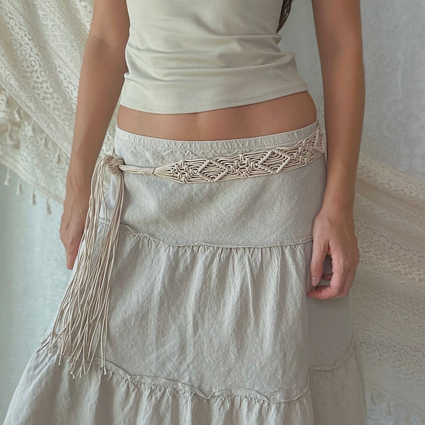 Y2K Braided Cord Fringe Belt / One Size