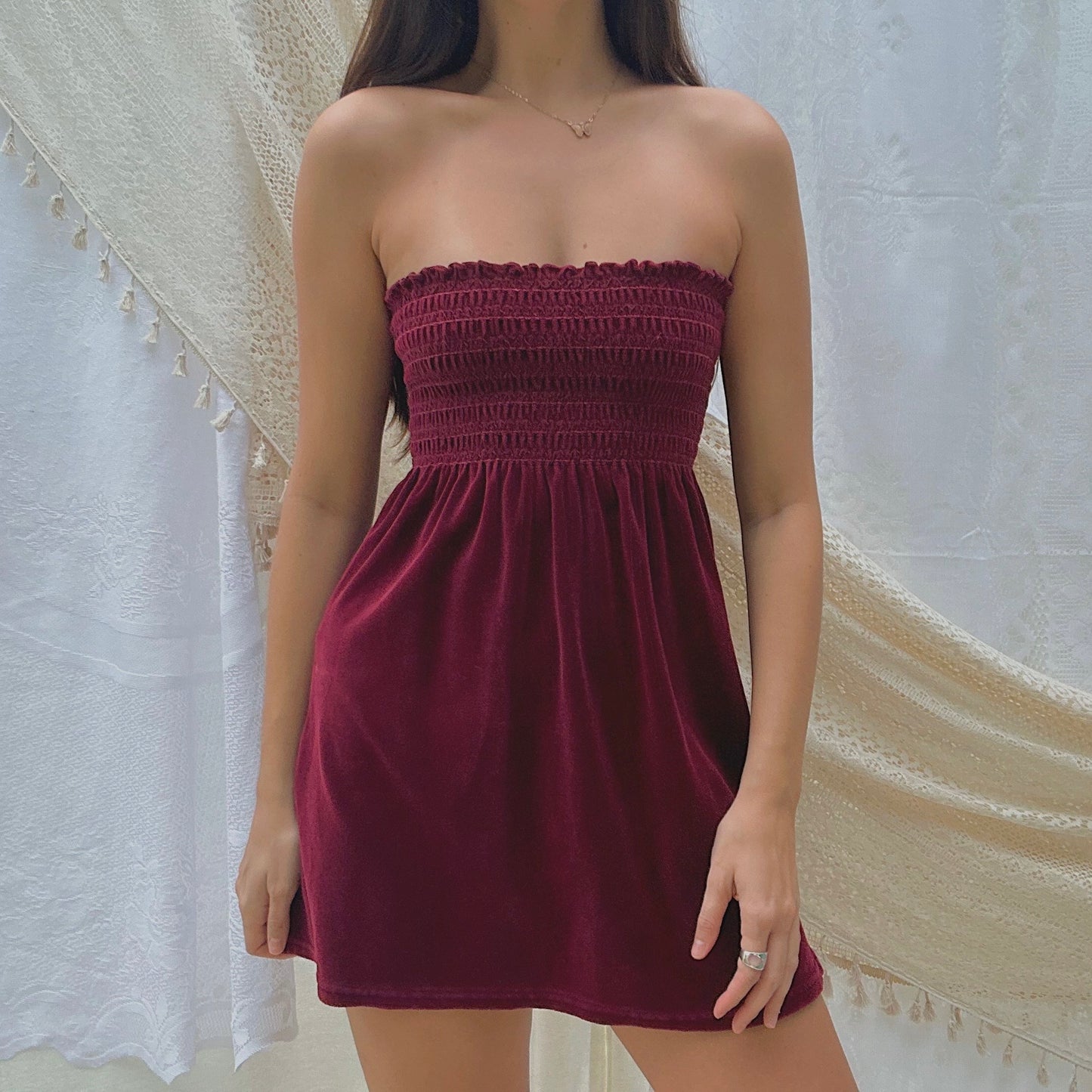 Y2K Juicy Couture Maroon Tube Dress / SZ S