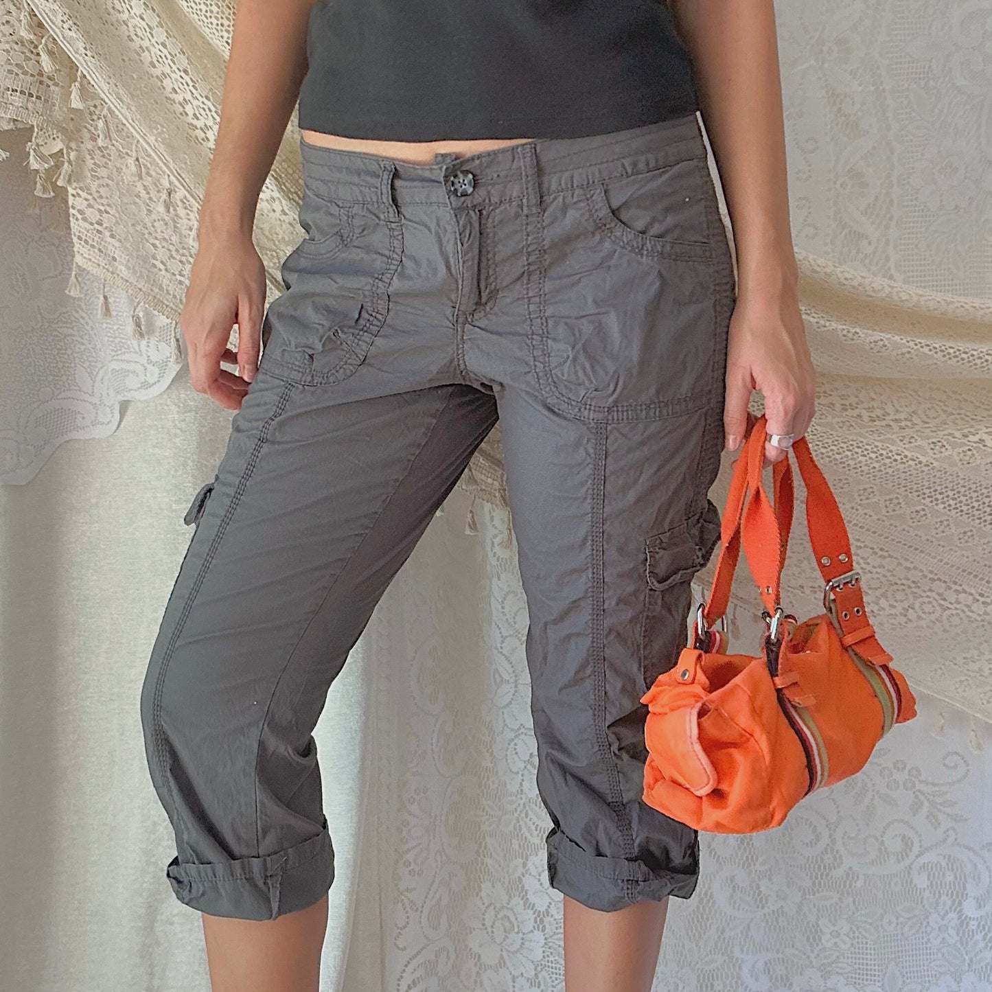 Y2K Dark Grey Cargo Capri's / SZ 10/12