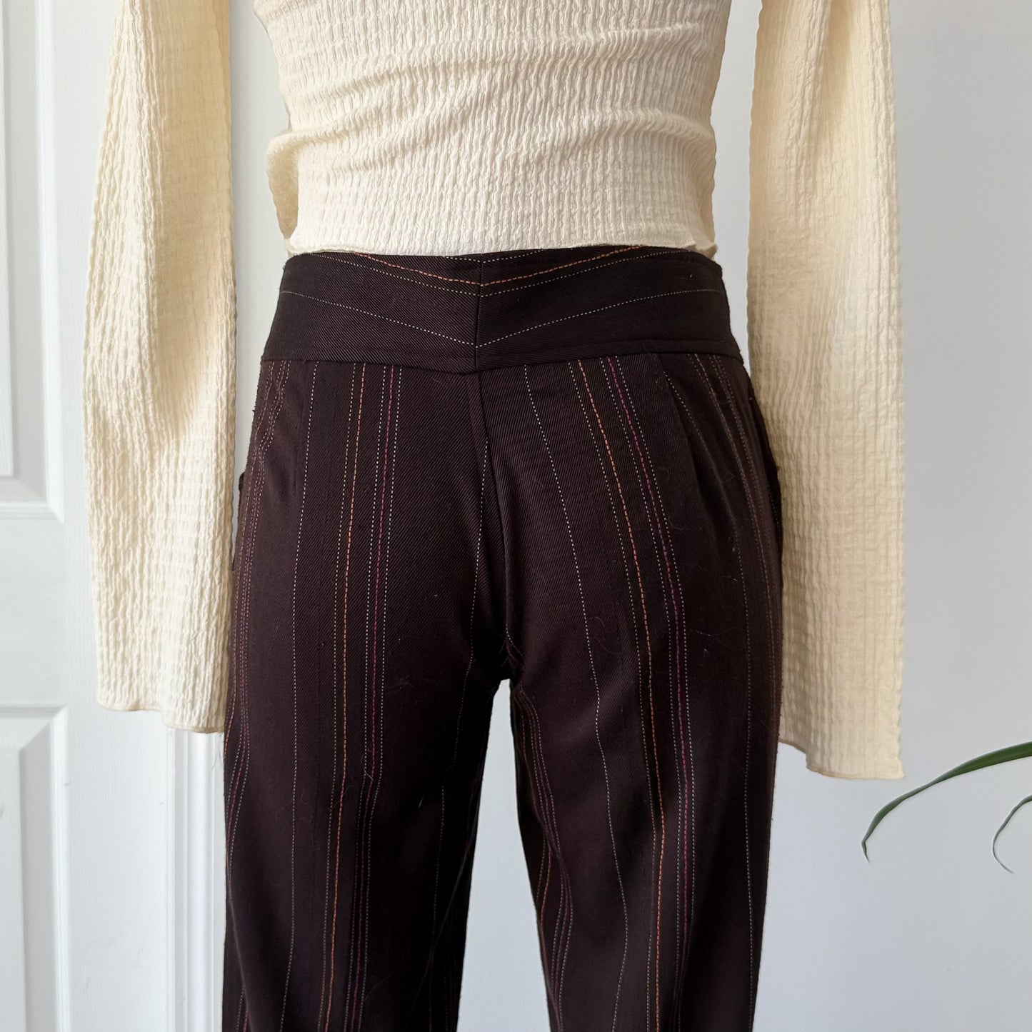 Y2K Rampage Brown Striped Pants / SZ 2