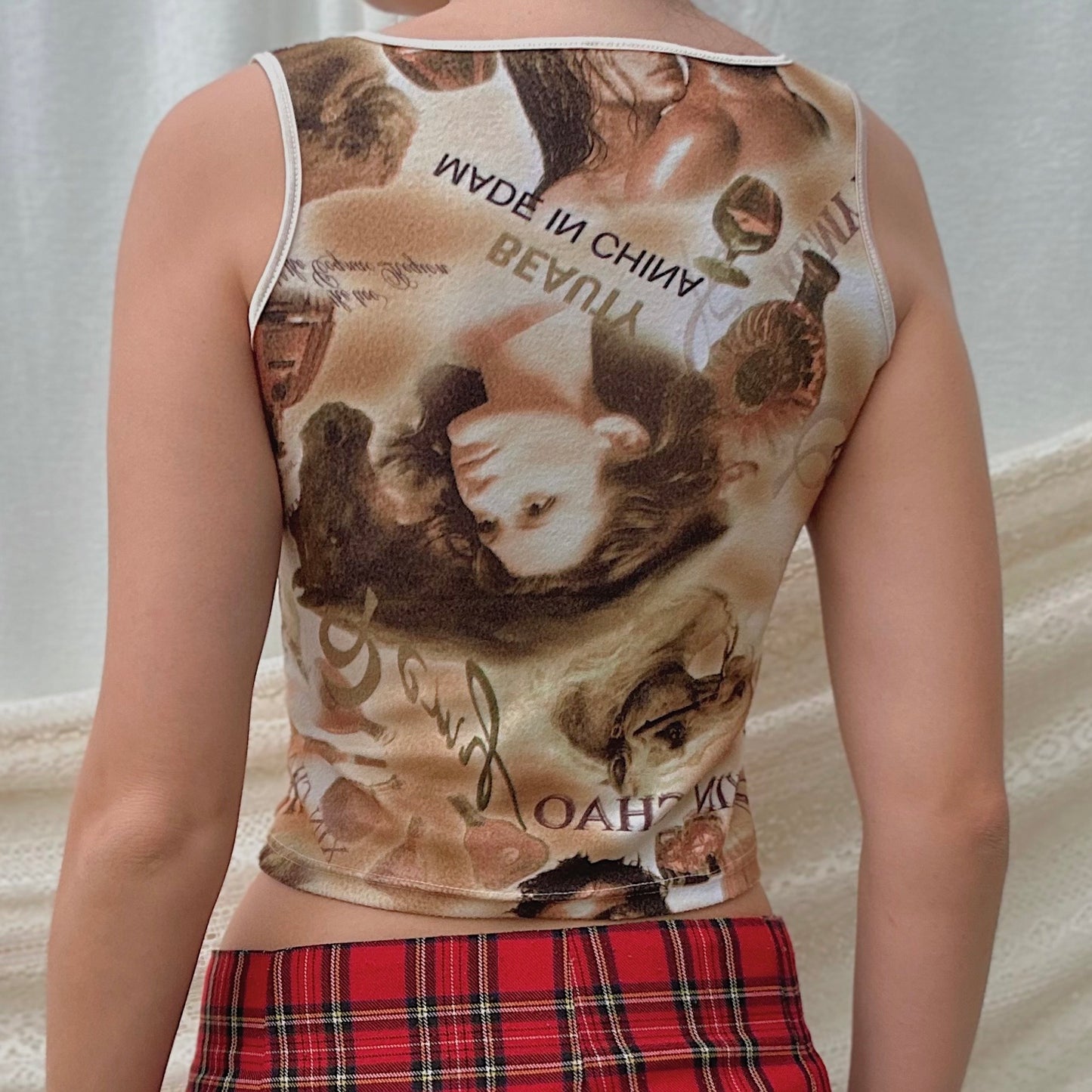 Y2K Tan Horse Girl Tank / SZ XS