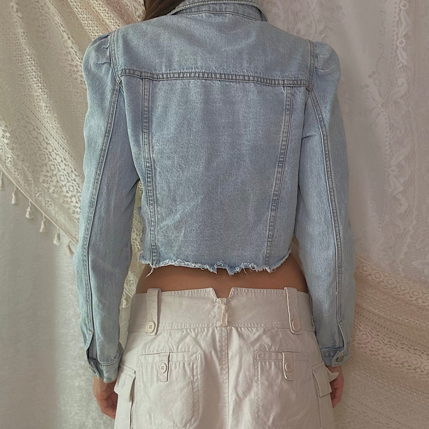 Contemporary Frayed Denim Jacket / SZ S/M