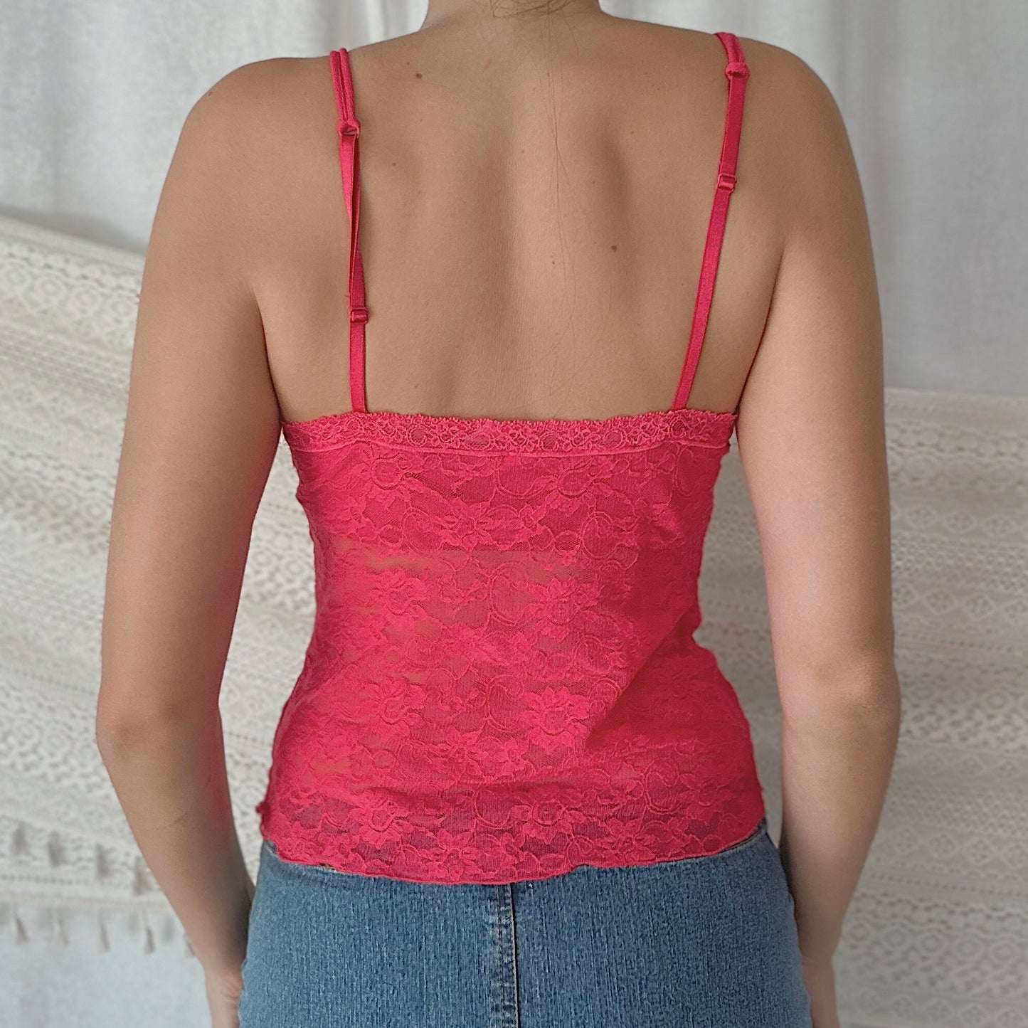 VS Hot Pink Lace Cami Tank / SZ M