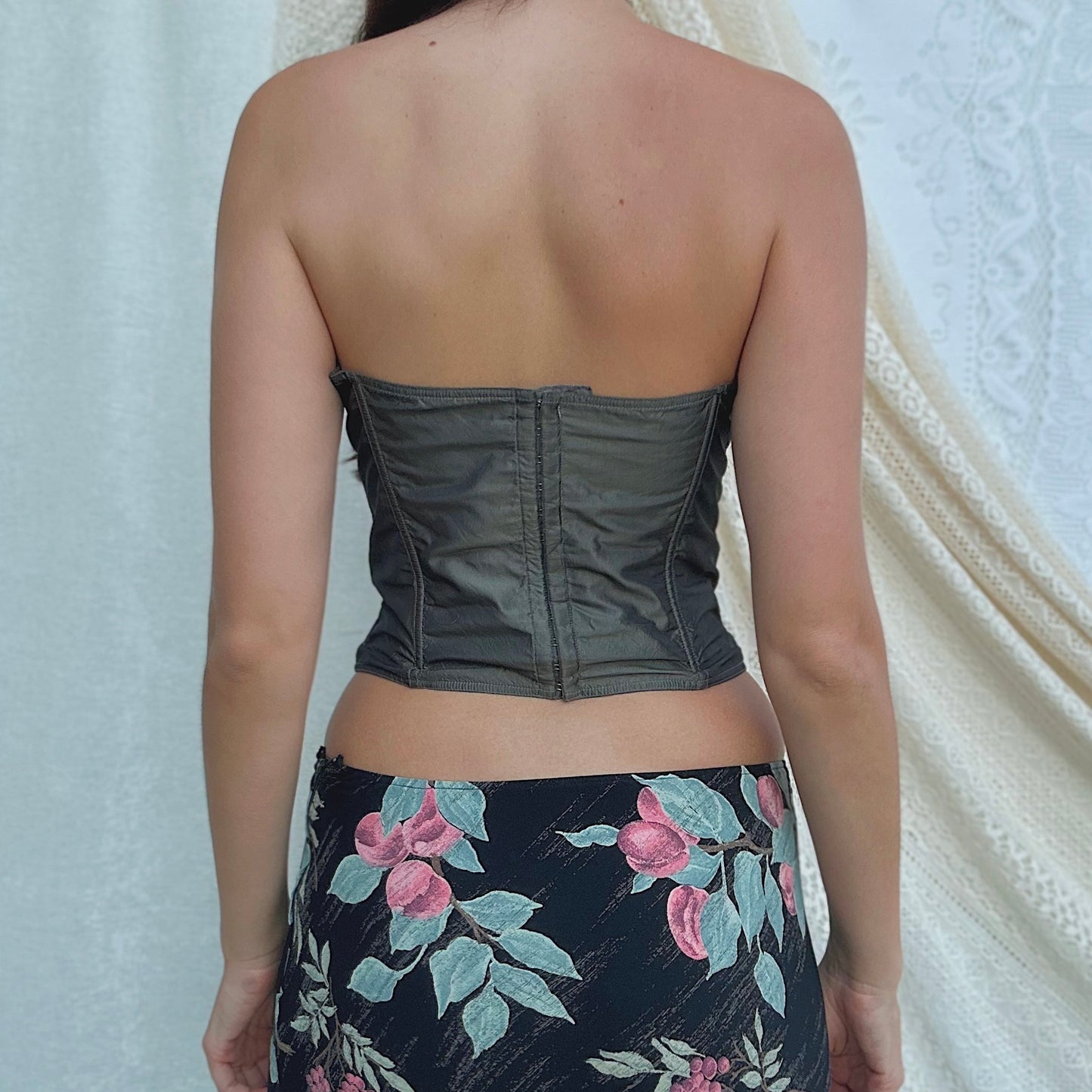 Italian Gunmetal Metallic Bustier / SZ M