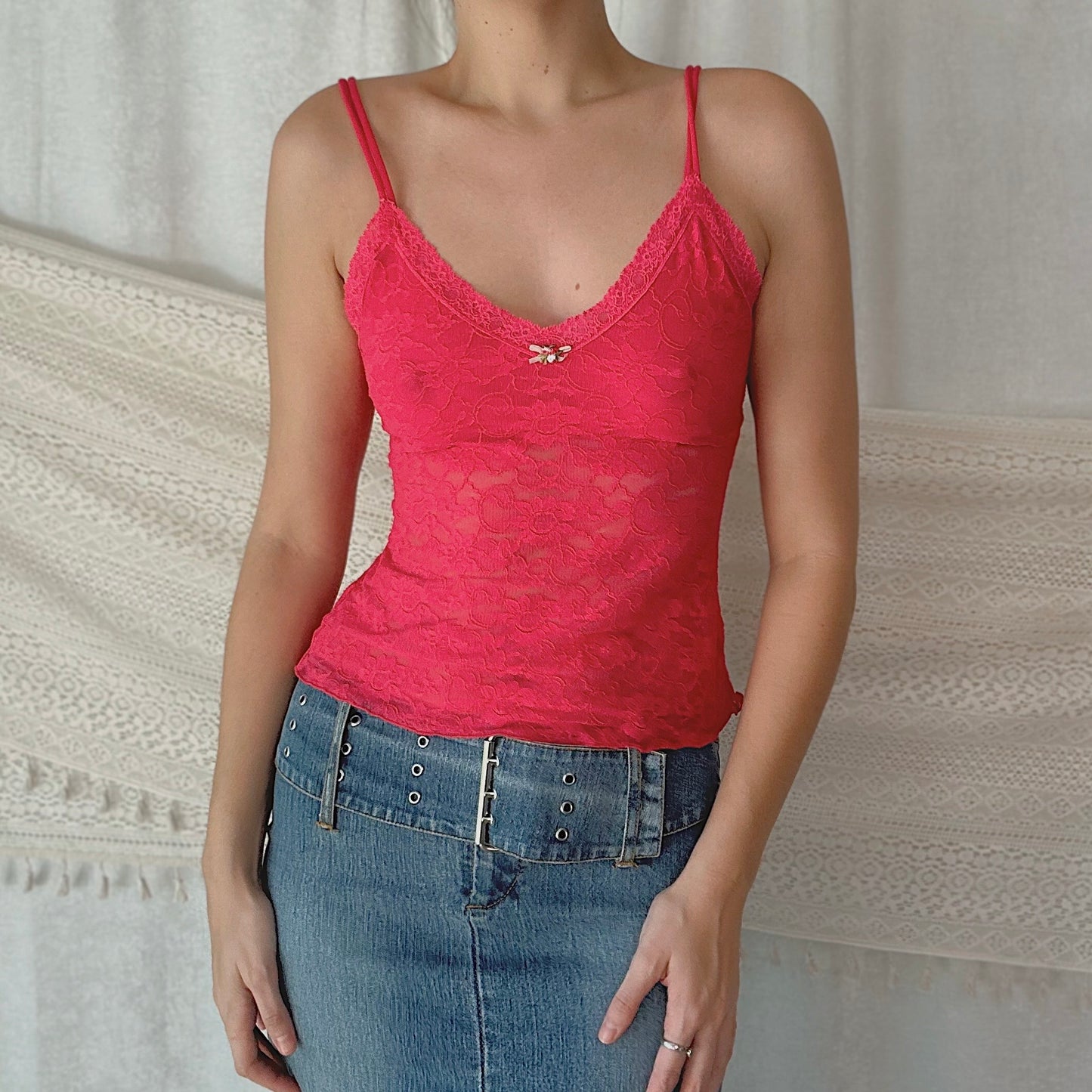 VS Hot Pink Lace Cami Tank / SZ M